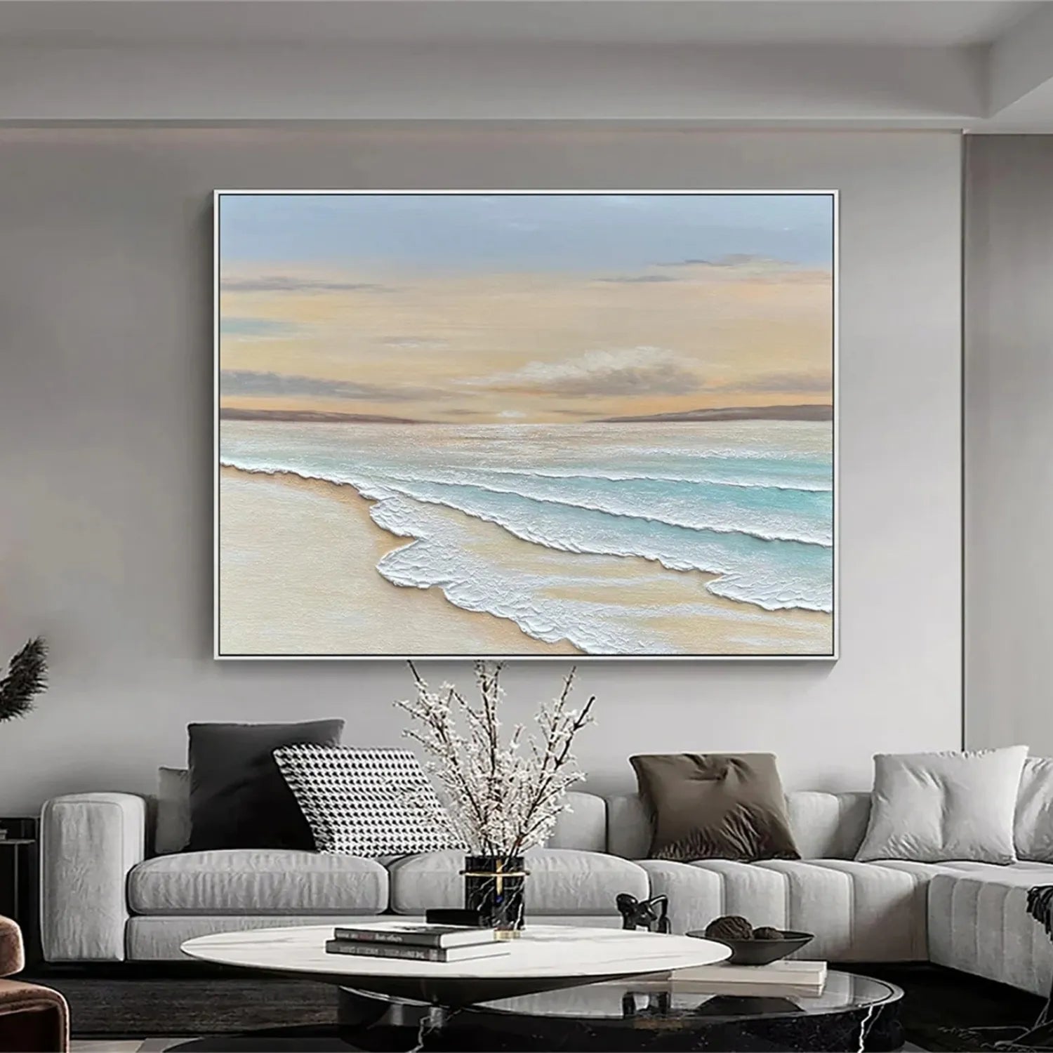 Ocean and Sky Painting #OS 161 - Handmade Canvas Wall Art for Home Decor, Office & Living Room - Coastal Landscape Artwork for Beach House & Modern Interior Design