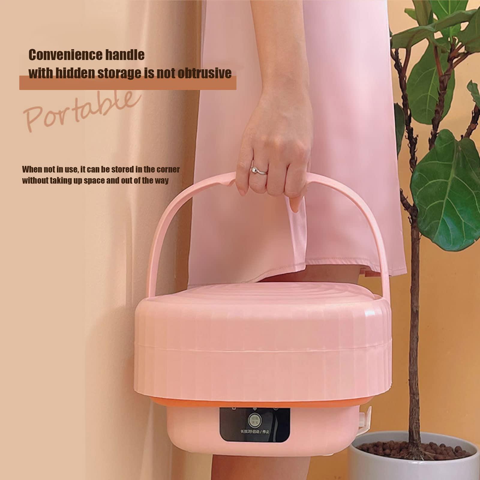 Portable Mini Washing Machine - Foldable Compact Washer for Baby Clothes, Underwear & Delicates | Perfect Gift for Girls & Moms | Ideal for Dorms, Apartments, Travel & Camping (Pink)