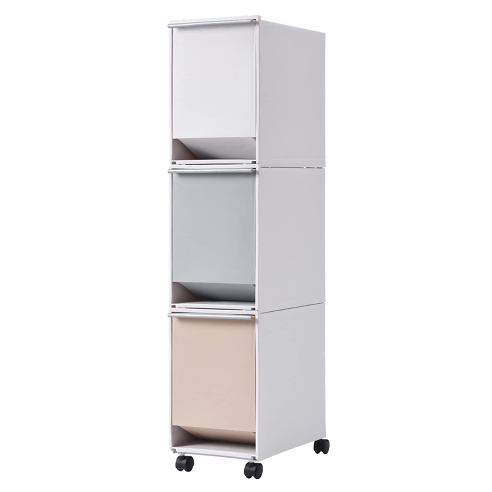 QFFL 3-Tier Rolling Shelf Organizer - Plastic Storage Cabinet with 4 Wheels for Kitchen, Bathroom & Laundry | Space-Saving Drawer Design for Narrow Spaces - Perfect for Pantry Organization, Under-Sink Storage & Small Closet Solutions