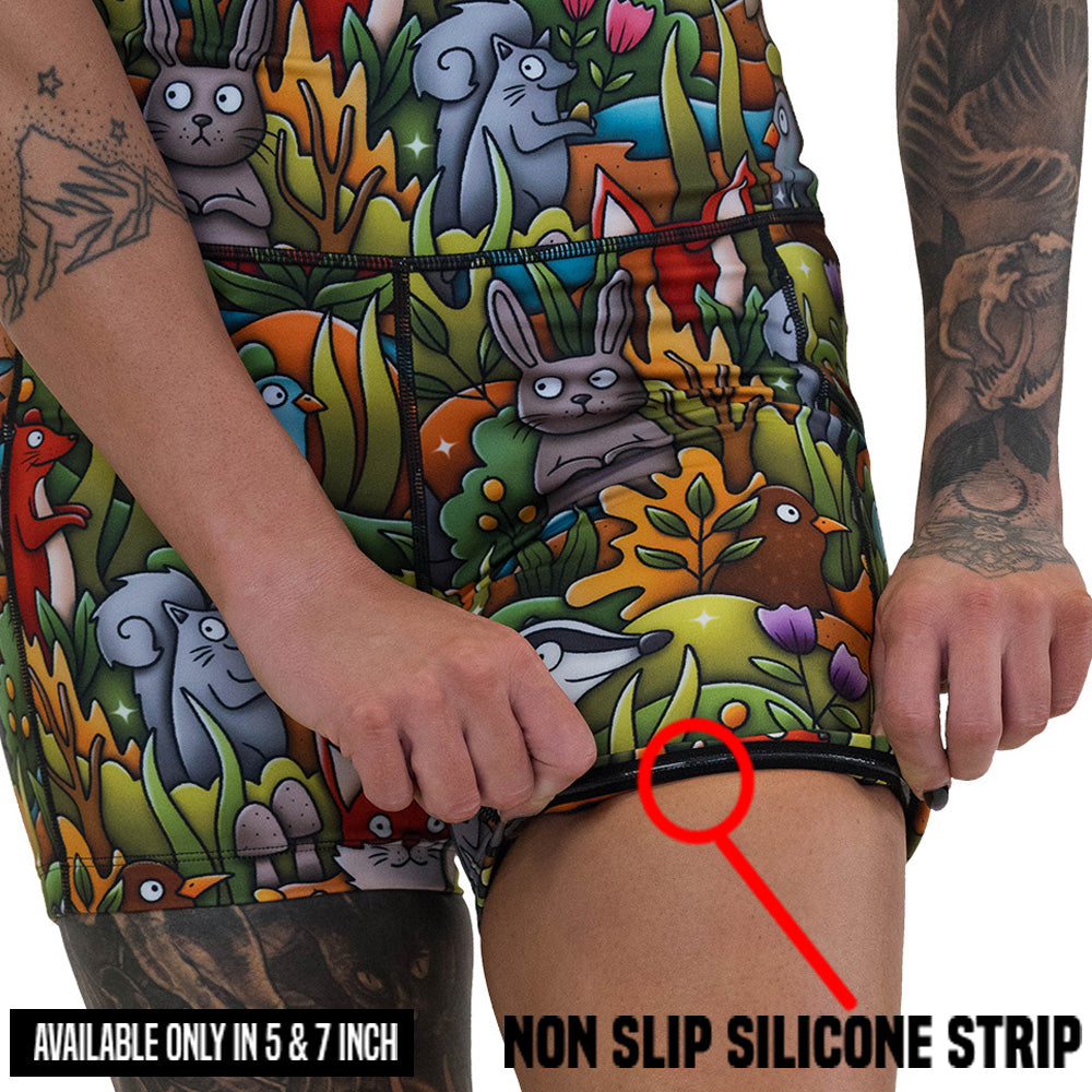 Woodland Creatures Print Shorts - Comfortable & Stylish Casual Wear for Outdoor Adventures & Summer Activities