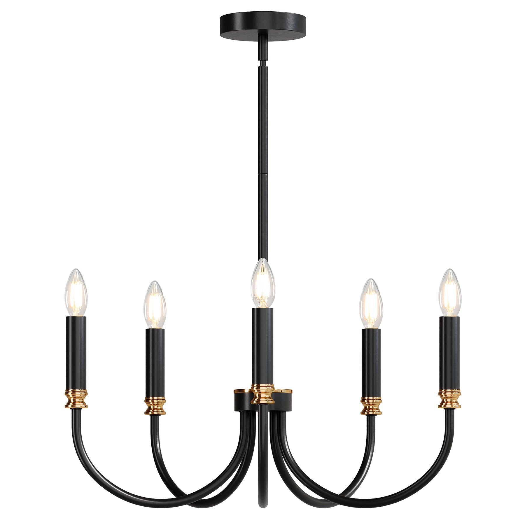 5-Light Modern Chandelier - Elegant Candle Style Hanging Pendant Light Fixture for Dining Room, Bedroom or Living Room Decor