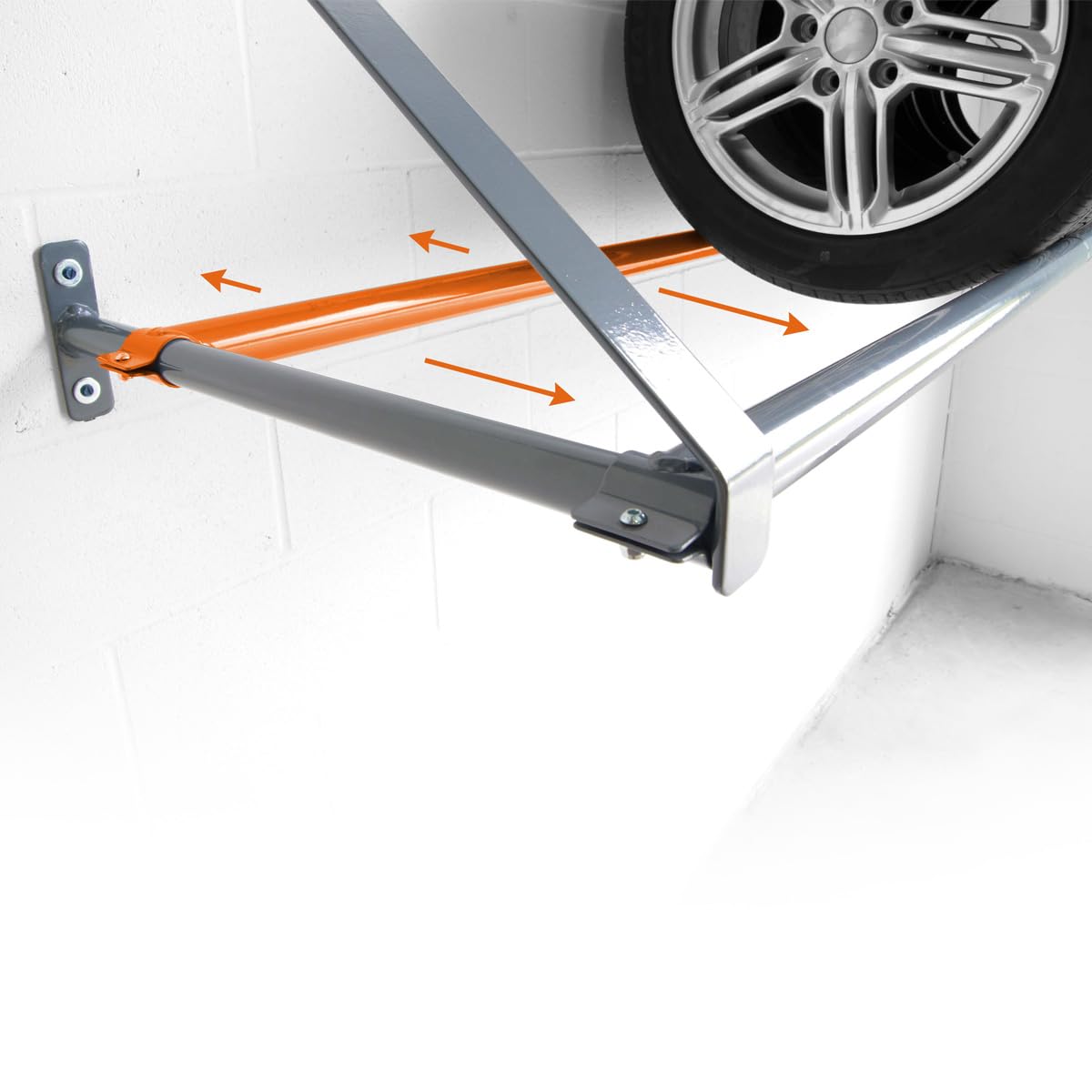 Heavy Duty Wall Mounted Tire Storage Rack - Adjustable Rear Cross Bar for Spare & Winter Tires (83