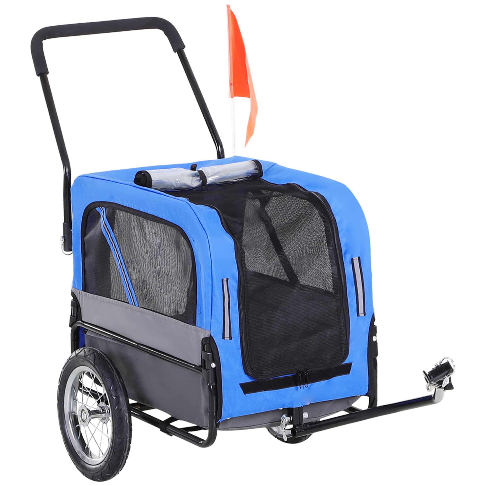 Aosom Elite-Jr 2-in-1 Dog Bicycle Trailer & Jogging Stroller with 360° Swivel Wheels, Large Easy Entry - Perfect for Cycling, Running & Outdoor Adventures with Your Pet