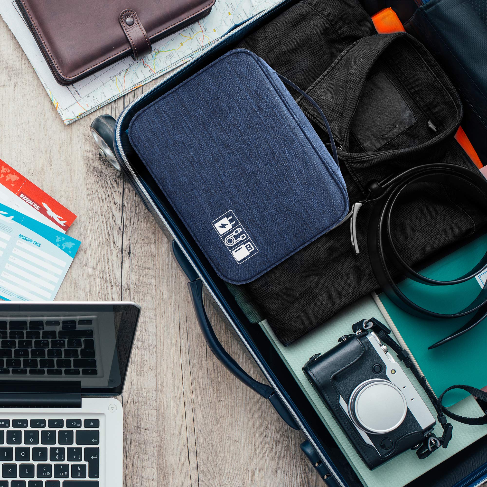 VOCUS Electronics Organizer Travel Cable Organizer Bag - Portable Tech Storage Case for Charger, Cord, Power Bank & Hardware - Perfect for Travel, Office & Home Organization