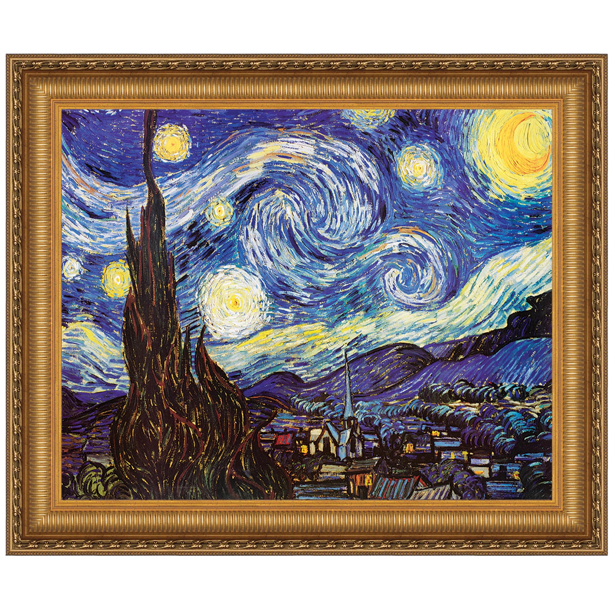 Starry Night by Van Gogh - Premium Canvas Art Reproduction - Small Size Wall Decor for Living Room, Bedroom & Office