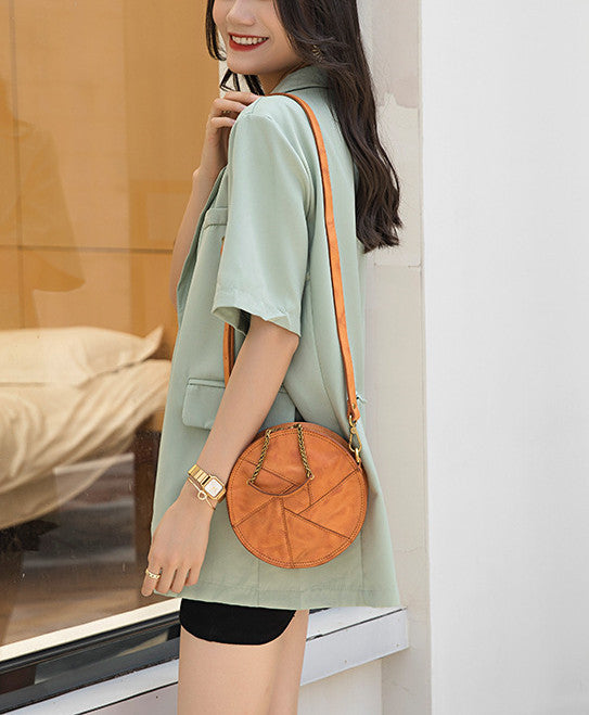 Genuine Italian Leather Round Crossbody Bag for Women - Stylish & Durable Shoulder Purse - Perfect for Travel, Shopping & Everyday Use