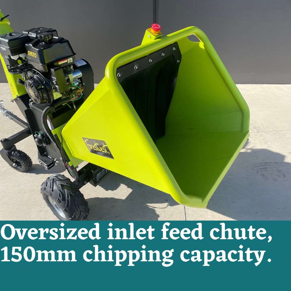 Forestwest 150mm Wood Chipper Shredder - 20HP Petrol Engine with Electric Start (Model BM11062) - Perfect for Garden Waste, Landscaping, and Yard Maintenance