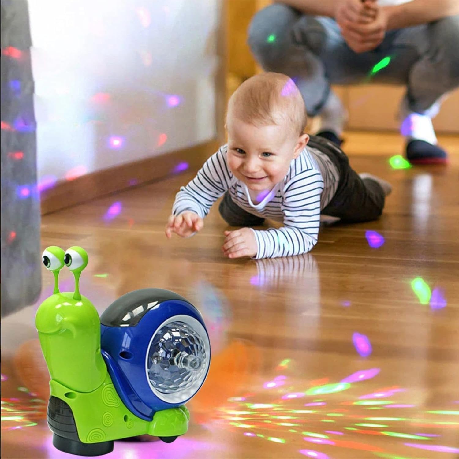 Luminous Musical Crawling Snail Toy for Babies & Toddlers - Interactive Sensory Learning Toy with Lights & Sounds - Best Christmas & Birthday Gift for Kids (Green) - Perfect for Early Childhood Development & Playtime Fun