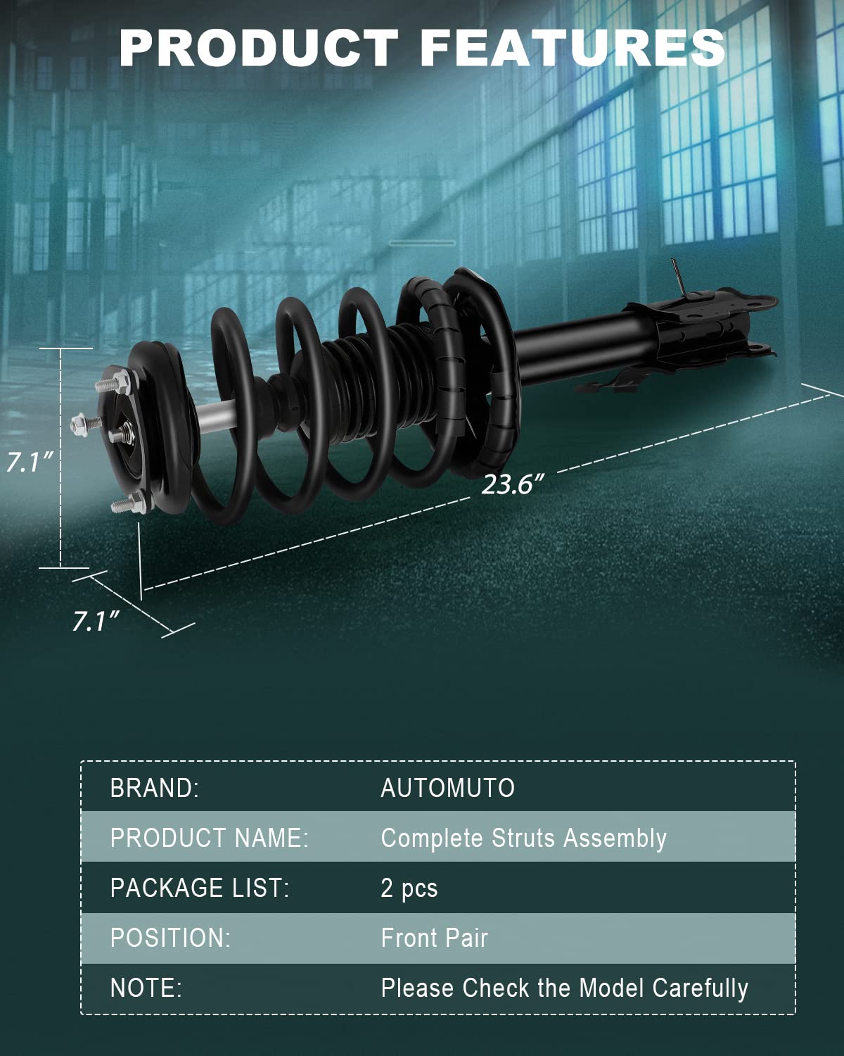 AUTOMUTO Quick-Strut Complete Strut Assembly - Compatible with 2002-2006 Nissan Sentra - Front & Rear Suspension Replacement - Perfect for Smooth Ride & Enhanced Handling