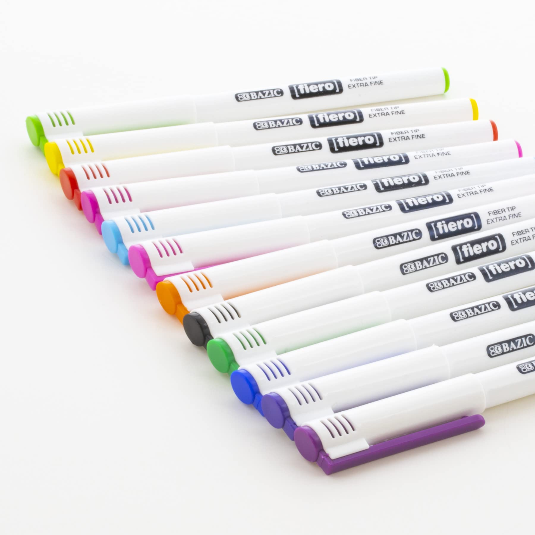 BAZIC Fiero 0.4mm Extra Fine Fiber Tip Pens - 144-Pack of Fineliner Drawing Pens for Graphic Design, Office & School Use - Perfect for Sketching, Note-Taking & Bullet Journaling