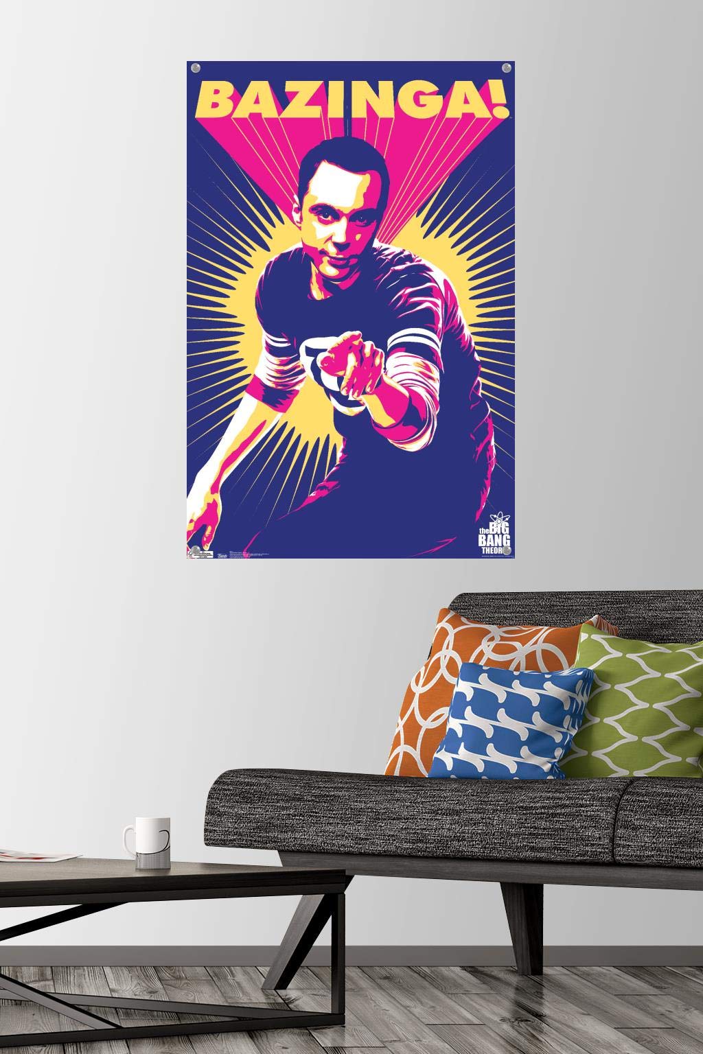 The Big Bang Theory Sheldon Cooper Wall Poster with Push Pins - Perfect for TV Show Fans, Dorm Room Decor & Office Wall Art