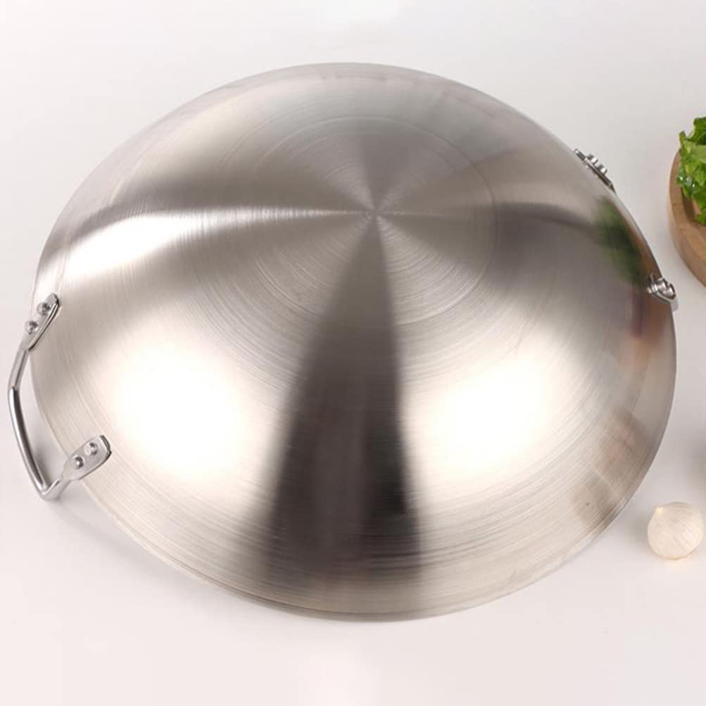 Premium Stainless Steel Wok Pan with Lid - Non Stick Carbon Steel Stir Fry Skillet, Saute Pan & Chef's Cookware - Double Handle Design for Even Heat Distribution - Perfect for Asian Stir Fry, Sautéing, Deep Frying & Home Cooking