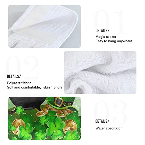 Clovers Gold Coin Kitchen Oven Towels - 2 Pack Super Absorbent St. Patrick's Day Hand Towels with Hanging Loop | Rainbow Dishcloth for Kitchen, Bar, Bathroom & Tabletop | Perfect for Cooking, Cleaning & Decor