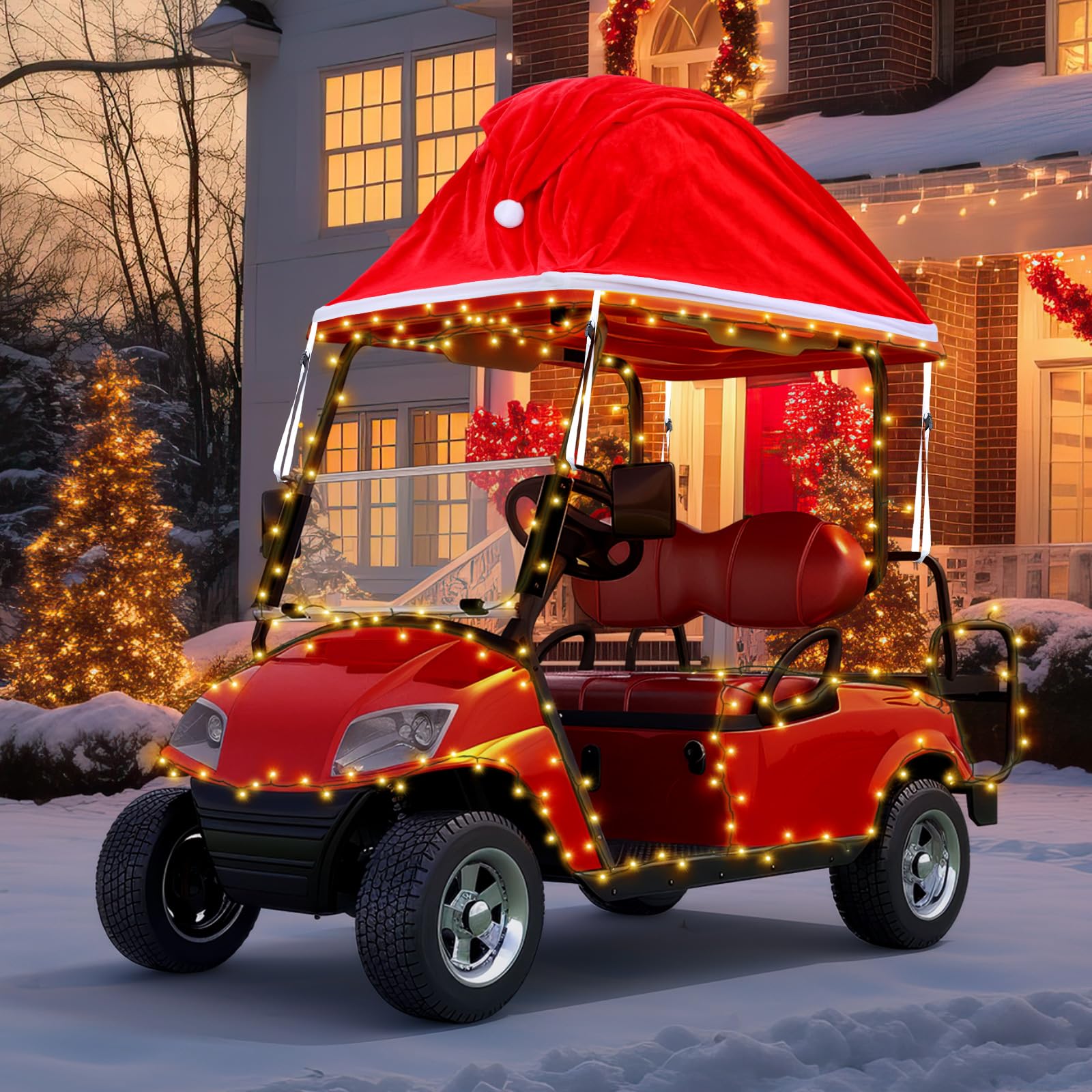18 ft Velvet Christmas Car Decorations - Large Santa Hat for Car, Golf Cart & Vehicles - Outdoor Santa Claus Hat Auto Accessories - Perfect for Holiday Parades, Christmas Parties & Festive Car Decor