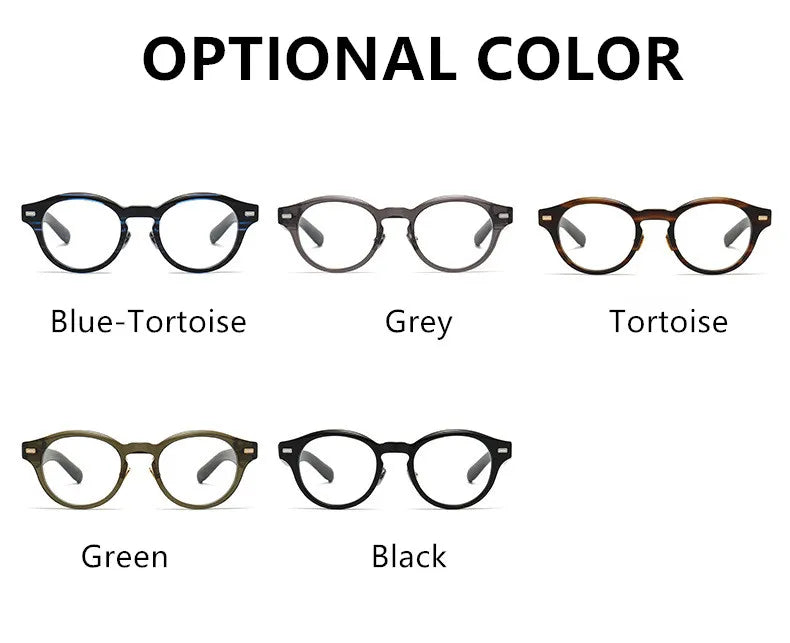 Stylish Unisex Full Rim Round Titanium Acetate Eyeglasses 14150 - Lightweight & Durable Frame for Work, Reading & Everyday Wear