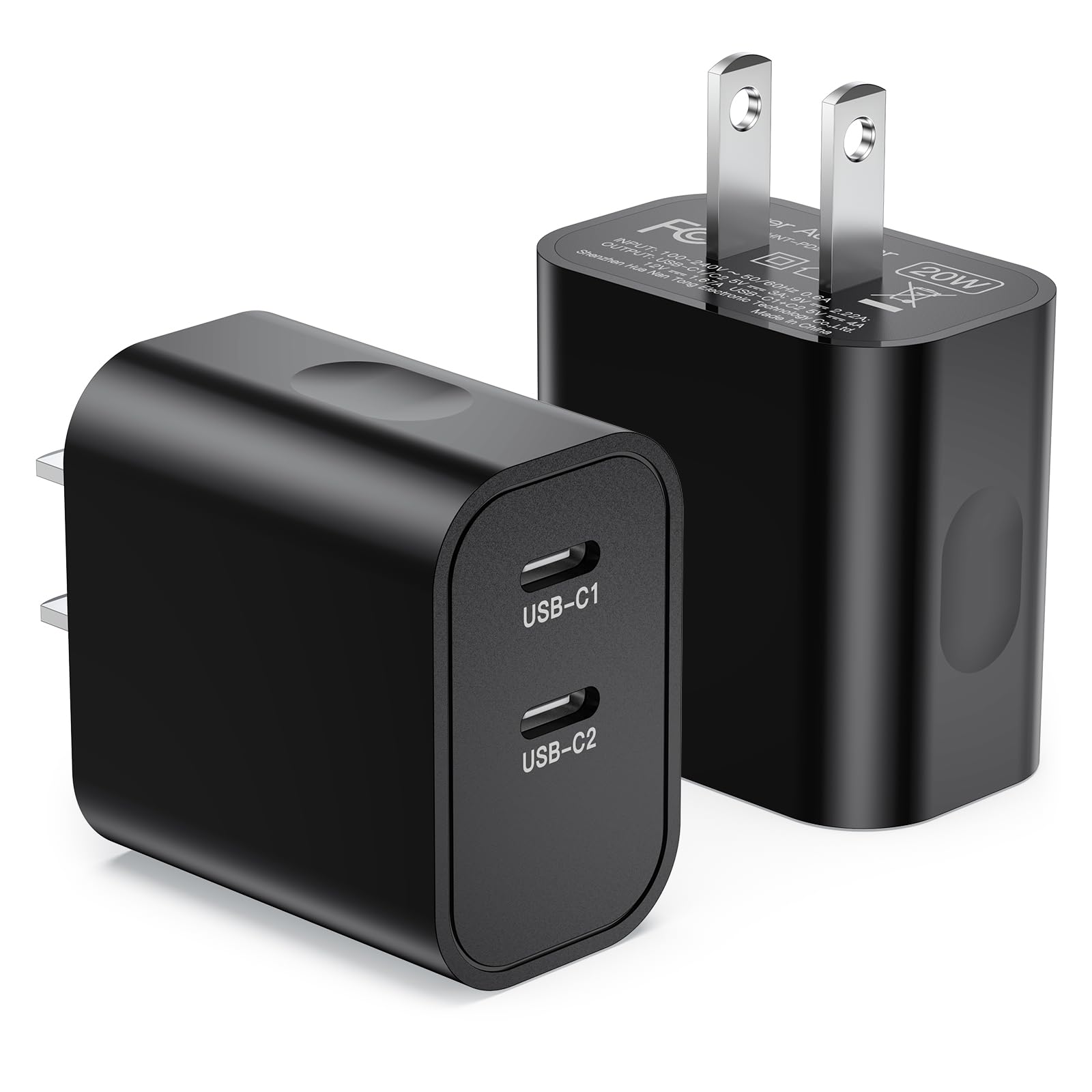 20W Fast USB C Charger Block 2-Pack, Dual Port PD Charging Adapter for iPhone 16/15/14/13/12/11 Pro Max/Mini/Plus, iPad, Galaxy S23/S22/S21, Pixel 9/8/7/6 & Android Phones - Perfect for Home, Office & Travel Charging