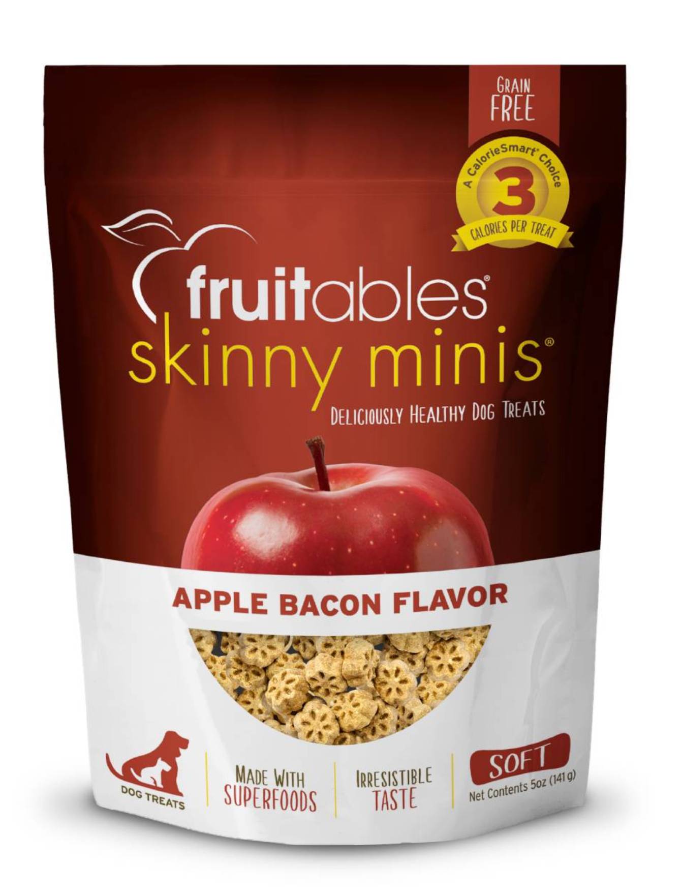 Fruitables Skinny Minis Apple & Bacon Flavor Dog Treats - Healthy Low-Calorie Snacks for Small Dogs - Perfect for Training, Rewards & On-the-Go Treats