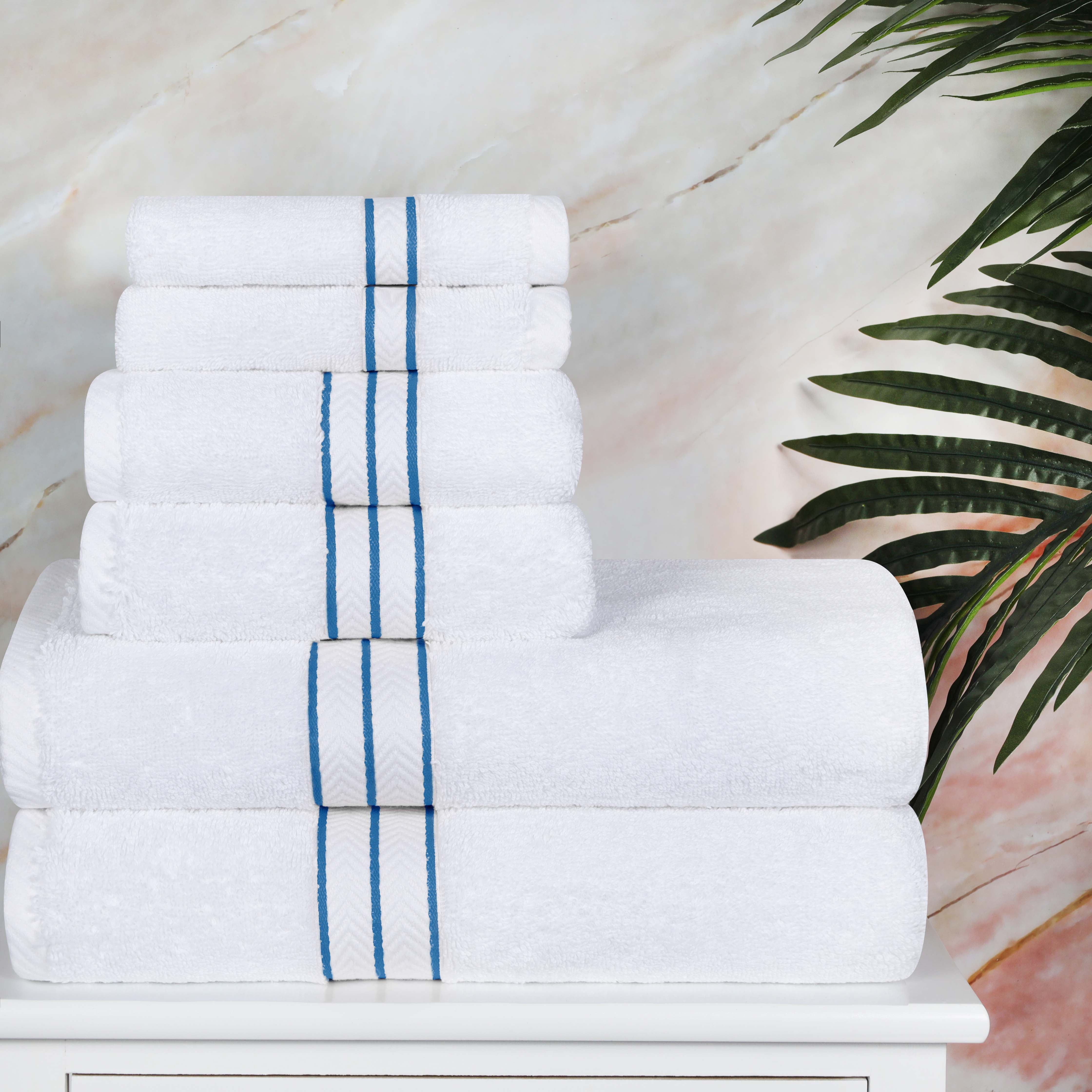 Premium 6-Piece Turkish Cotton Bath Towel Set - Ultra Soft, Highly Absorbent & Quick-Drying - Luxury Spa, Bathroom & Beach Essentials for Home & Travel