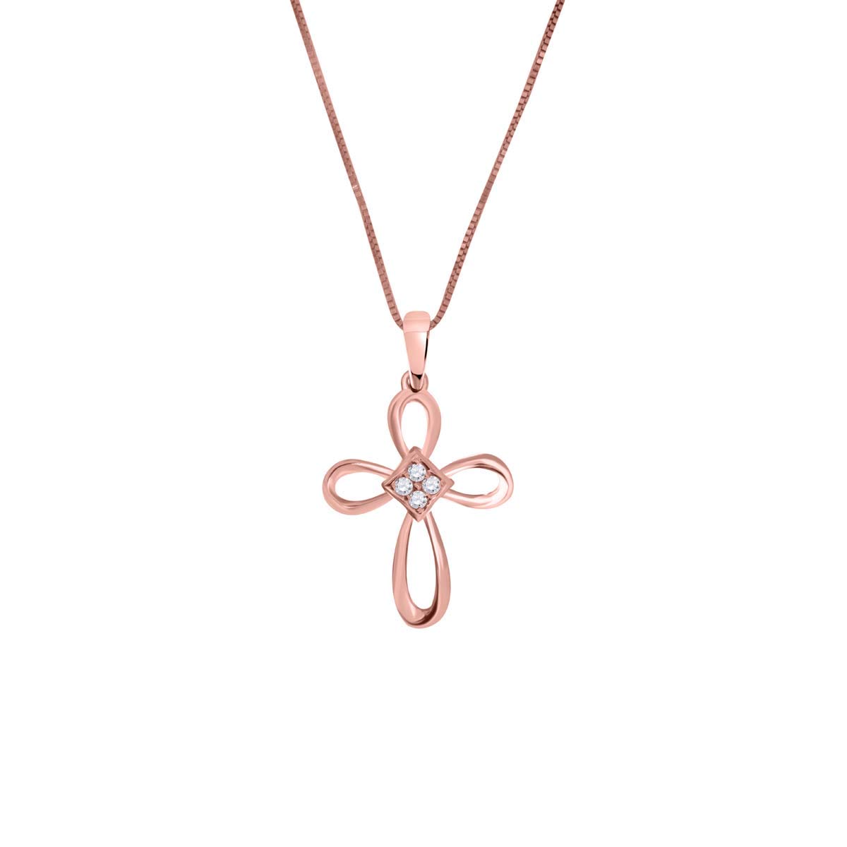 MauliJewels 0.05 Carat Natural White Diamond Pendant Necklace for Women - 10K Rose, White & Yellow Gold, 18