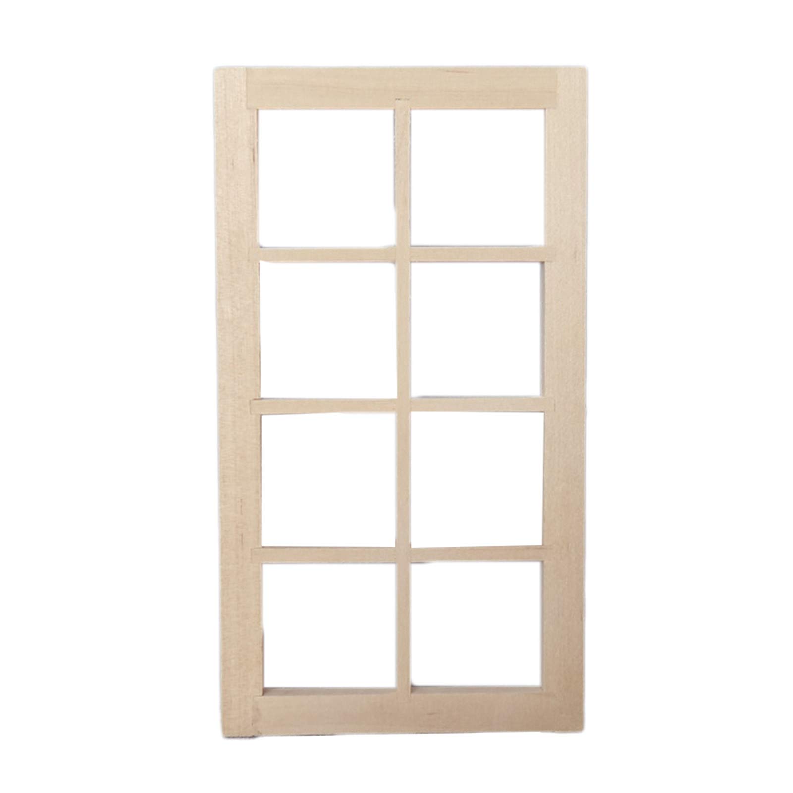 JIDOANCK 1/12 Scale Wooden Miniature Dollhouse Window Frame - 8-Pane Traditional Style for Doll House Furniture and Accessories - Perfect for Kids' Play, DIY Miniature Projects, and Dollhouse Decor