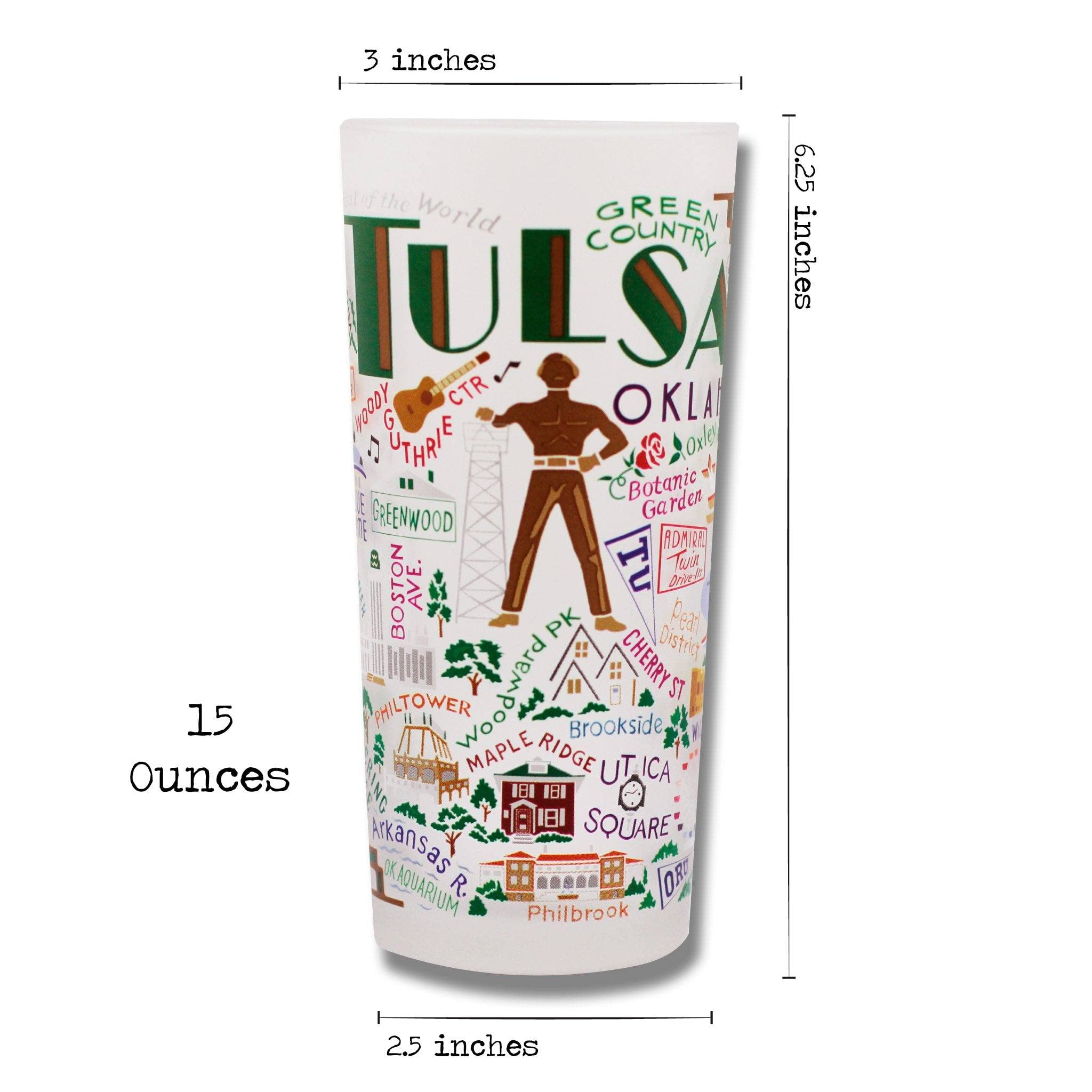 Catstudio Tulsa Frosted Glass Cup - 15oz Dishwasher Safe Tumbler for Kitchen, Home & Office Use - Perfect as Wedding Gifts & Party Drinkware