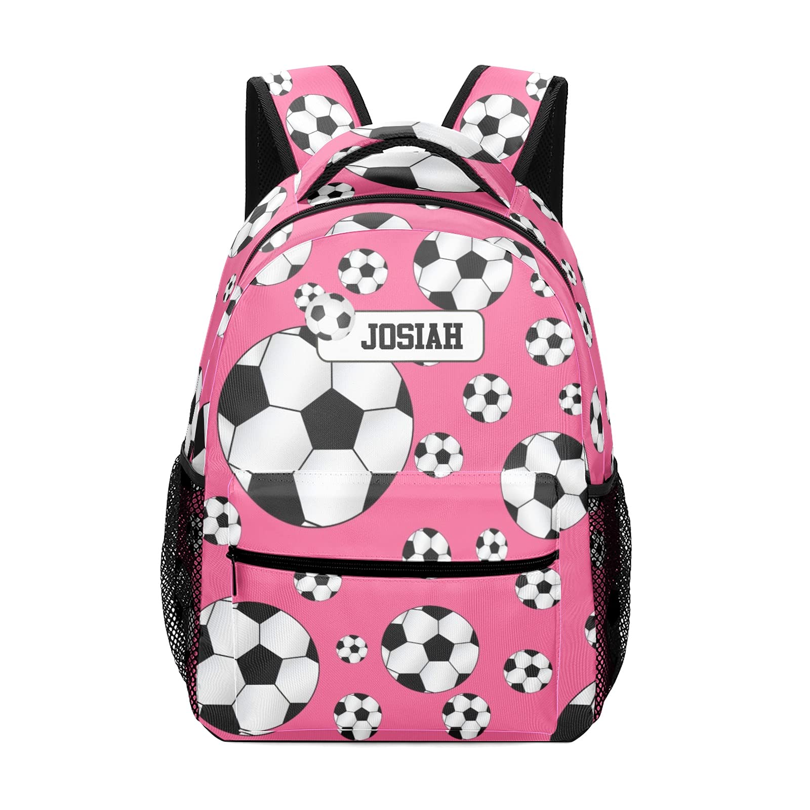 Joyestore Personalized School Backpack with Soccer Ball Print - Pink Backpack for Girls, Boys & Teens - Durable Travel Bag for School, Sports & Outdoor Adventures