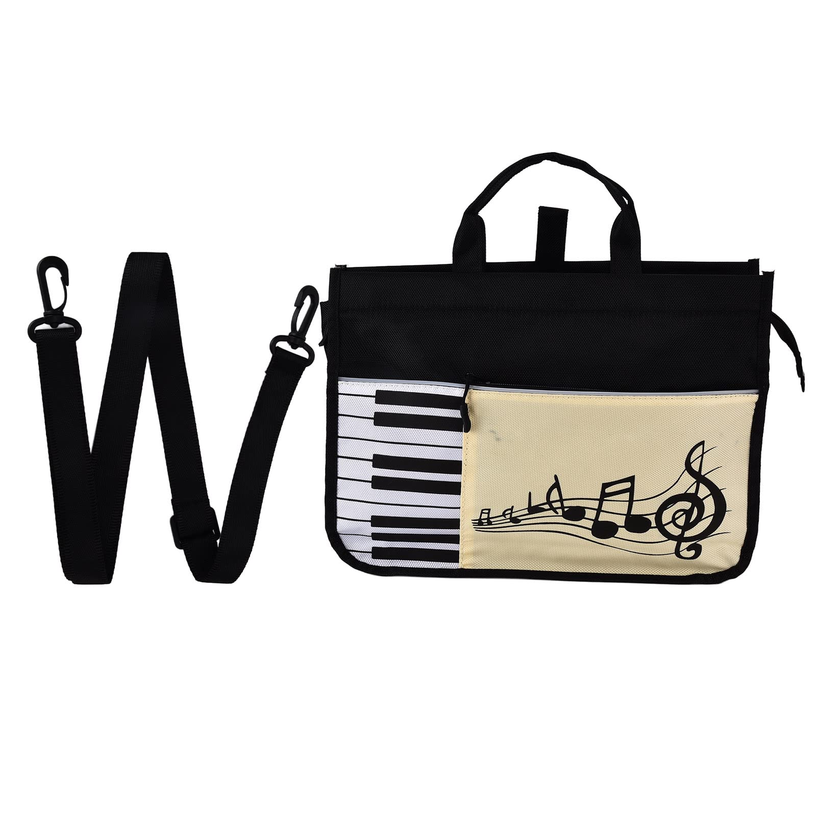 Black Waterproof Piano Keys Handbag - 14.6in Oxford Cloth Music Tote & Shoulder Bag, Reusable Grocery Shopping Bag - Perfect Gift for Music Teachers & Girls, Ideal for School, Concerts & Daily Use