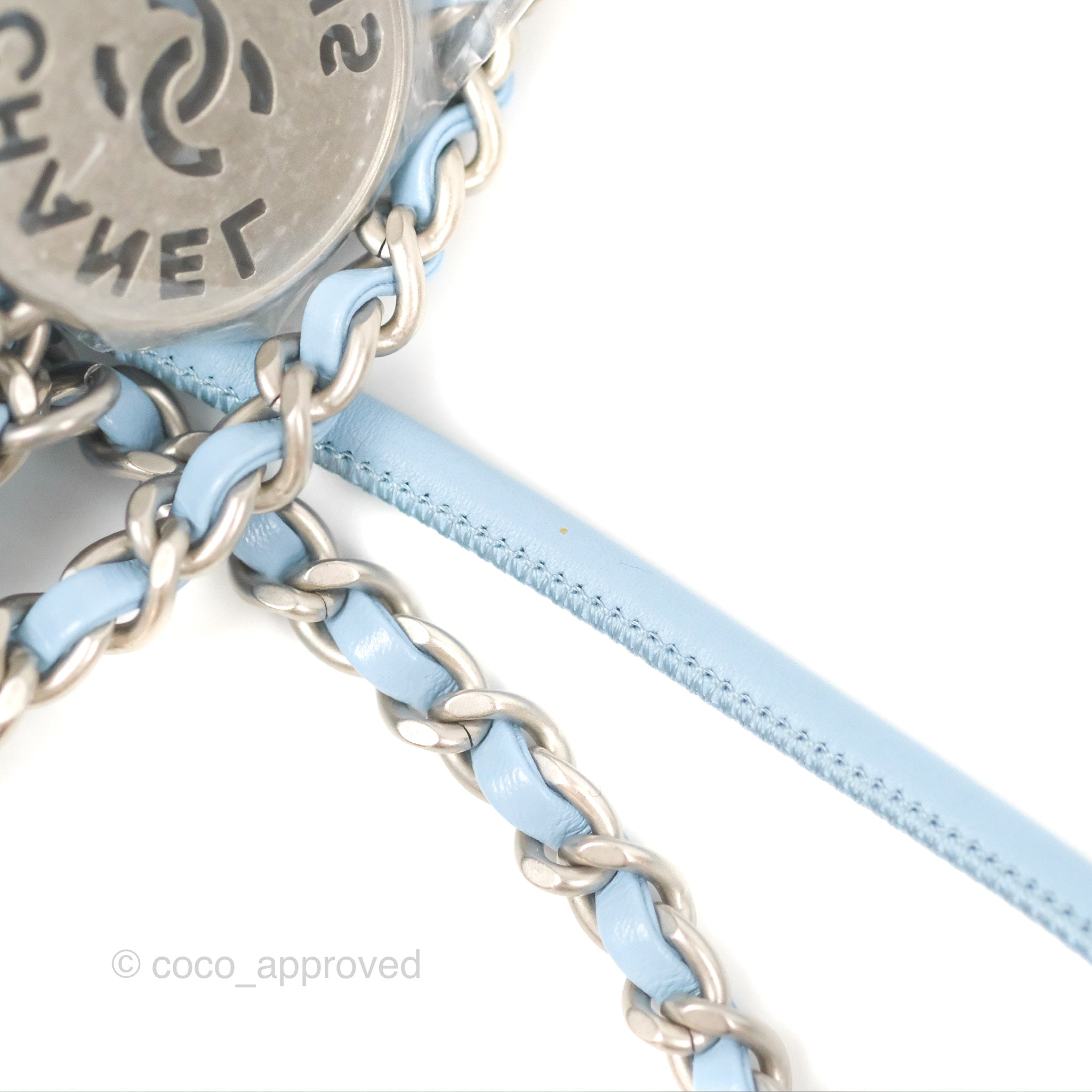 Chanel 22 Mini Bag Light Blue Crumpled Calfskin Leather Crossbody Purse for Women | Luxury Designer Handbag for Everyday Use & Special Occasions