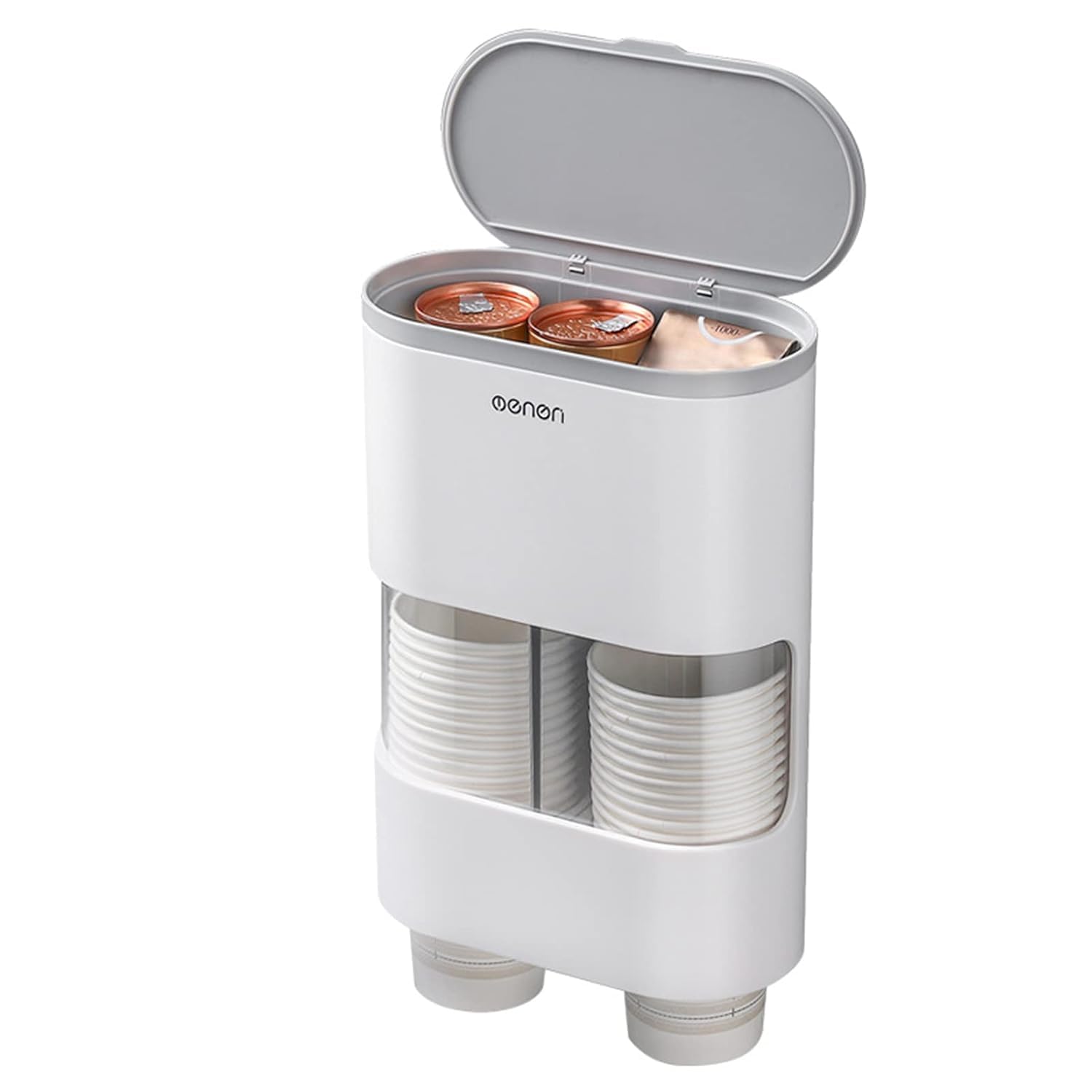 HomeFast Wall Mounted Automatic Paper Cup Dispenser with Anti-Dust Cover - Disposable Cup Holder & Storage Shelf for Water Cups - Perfect for Offices, Restaurants, and Coffee Shops