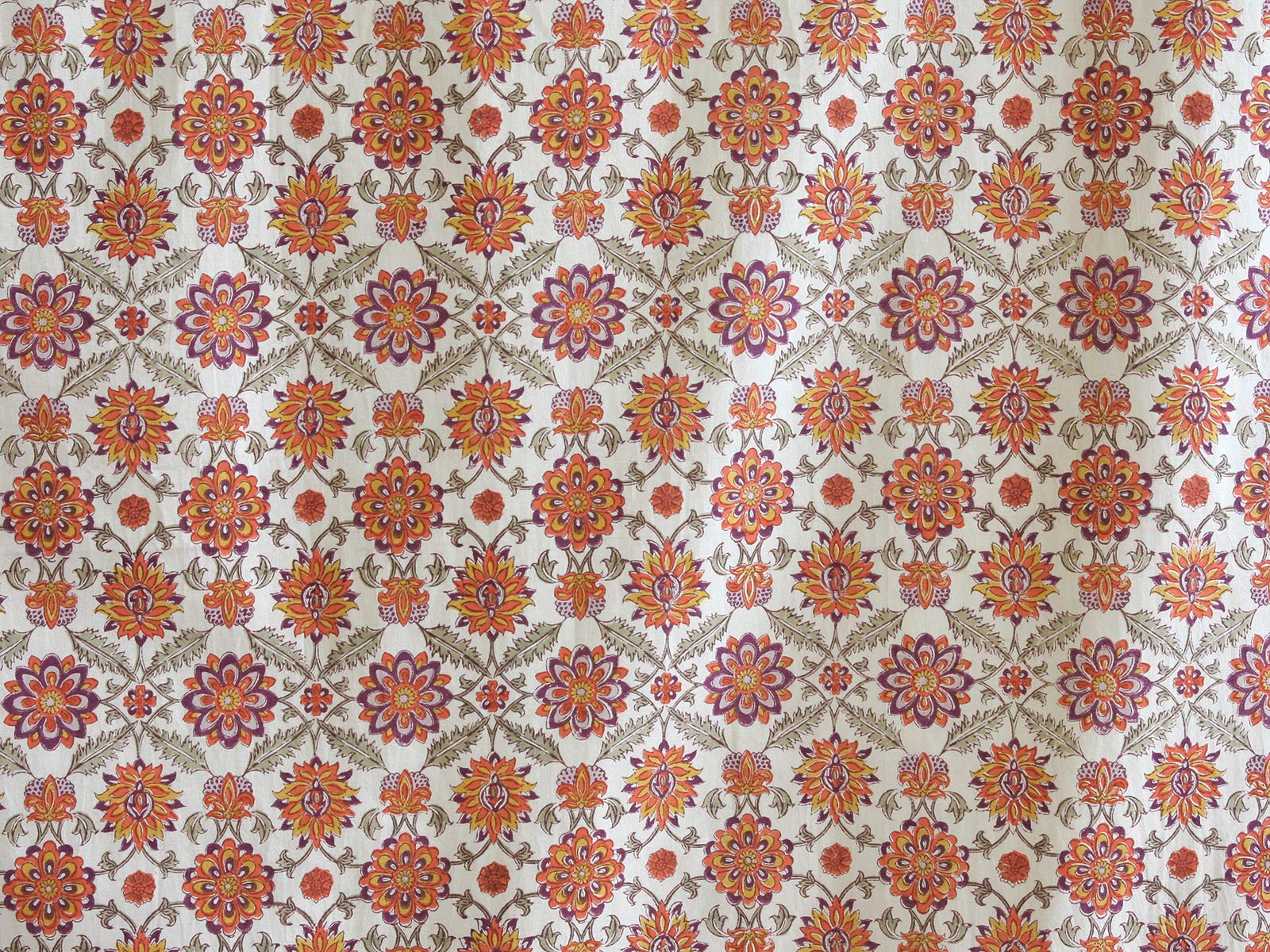 Orange Blossom Rectangle Hand Block Printed Tablecloth - 100% Cotton Luxurious Washable Table Cover for Kitchen, Dining & Coffee Table (70x120 Inches) - Perfect for Home Decor, Parties & Special Occasions