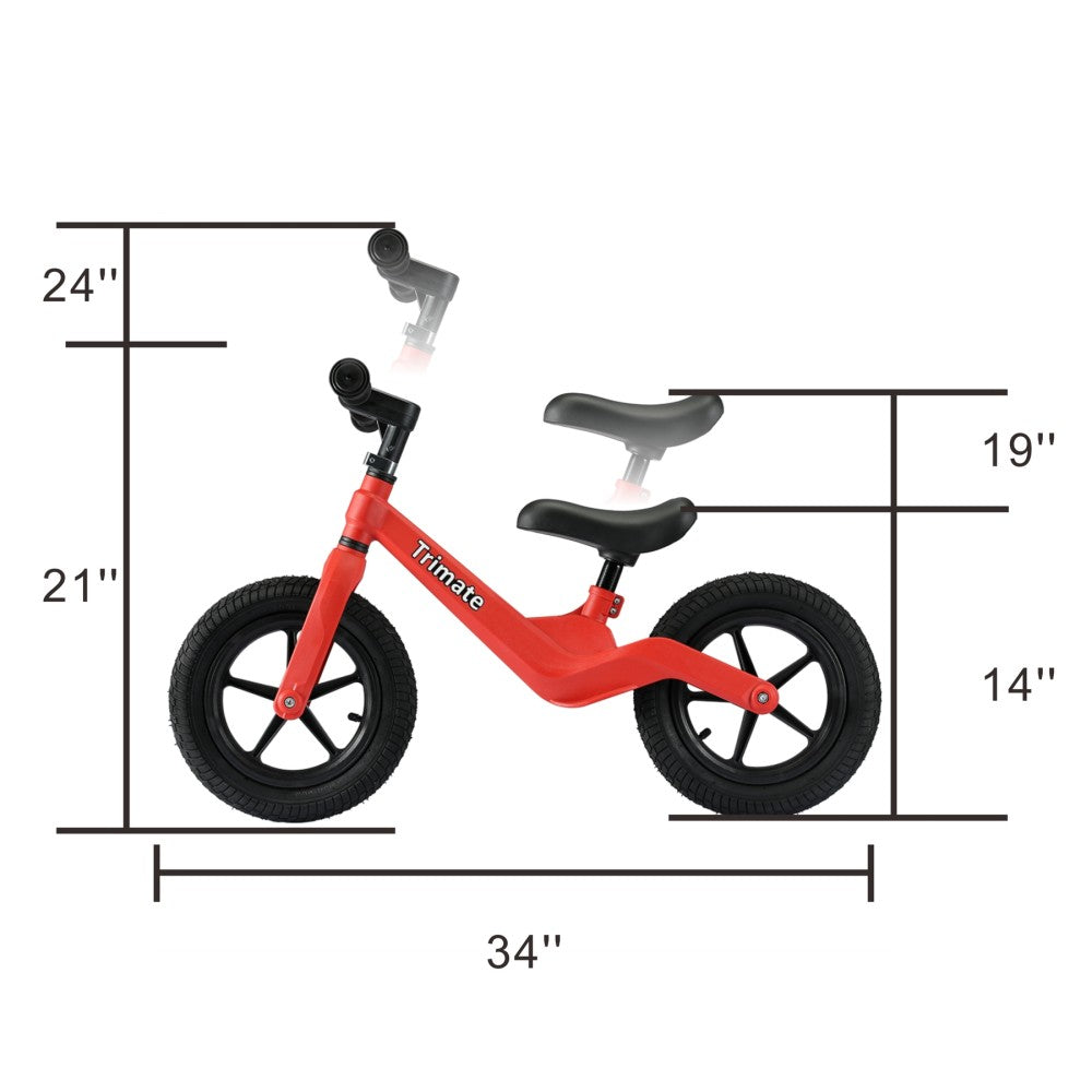 12 Inch Toddler Balance Bike for Boys - No Pedal Training Bike for Kids Ages 2-5 Years | Red Sport Bike for Early Riding Skills Development & Outdoor Play
