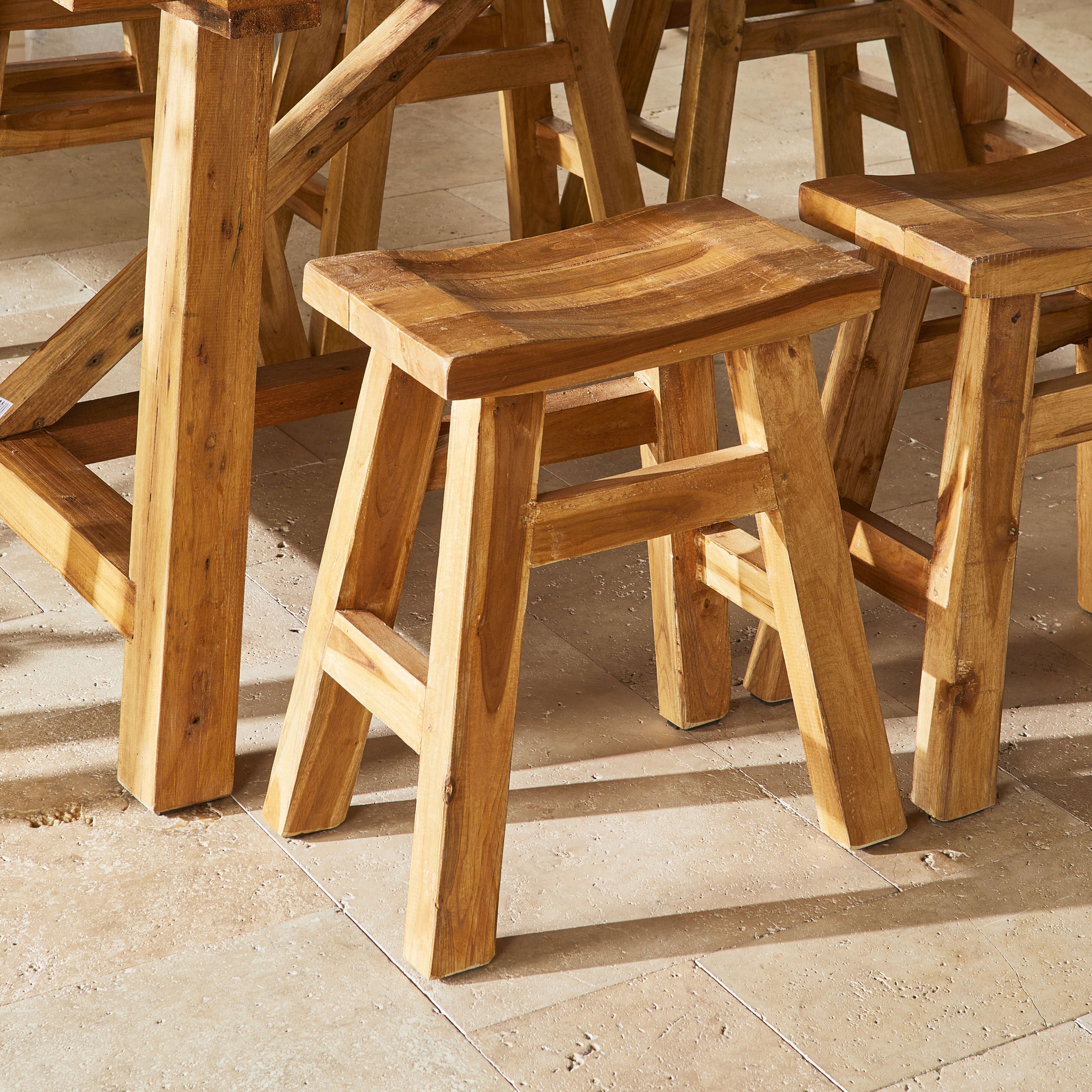 Reclaimed Wood Barndo Low Stool - Rustic Farmhouse Stool for Home Decor, Living Room, Bedroom & Outdoor Use
