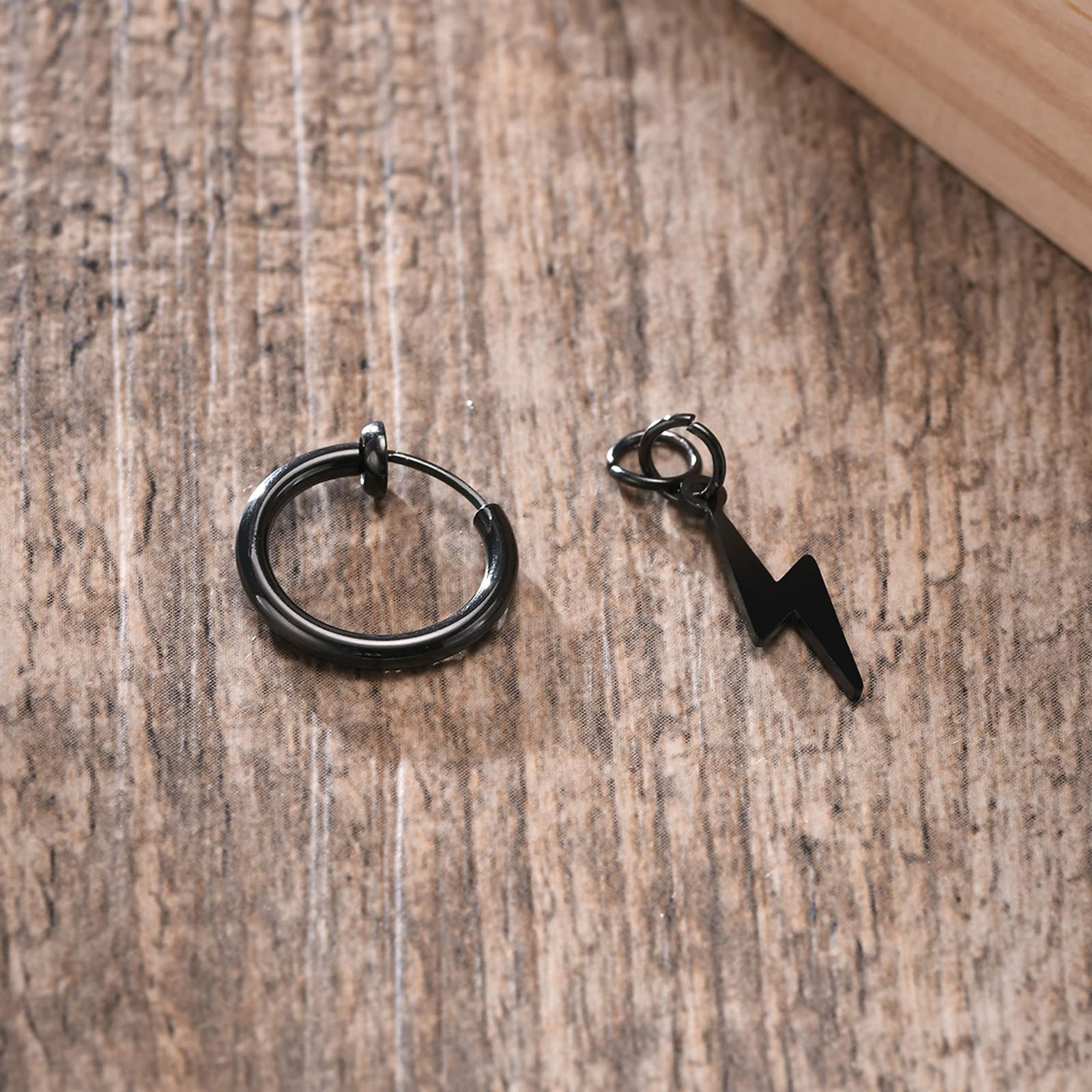 Lightning Bolt Clip-On Earrings for Men & Women | Non-Piercing Stainless Steel Dangling Earrings | Thunder Flash Fashion Jewelry for Parties, Weddings & Everyday Wear