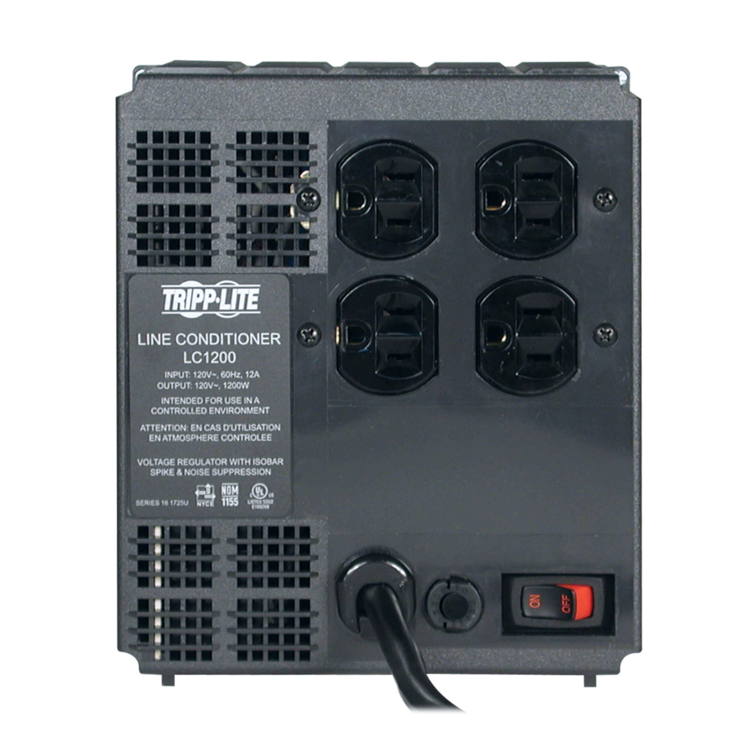 Tripp Lite LC1200 1200W Line Conditioner with AVR Surge Protection, 120V 10A 60Hz, 4 Outlets & 7-Feet Power Cord - White | Ideal for Home Office, Electronics & AV Equipment Protection