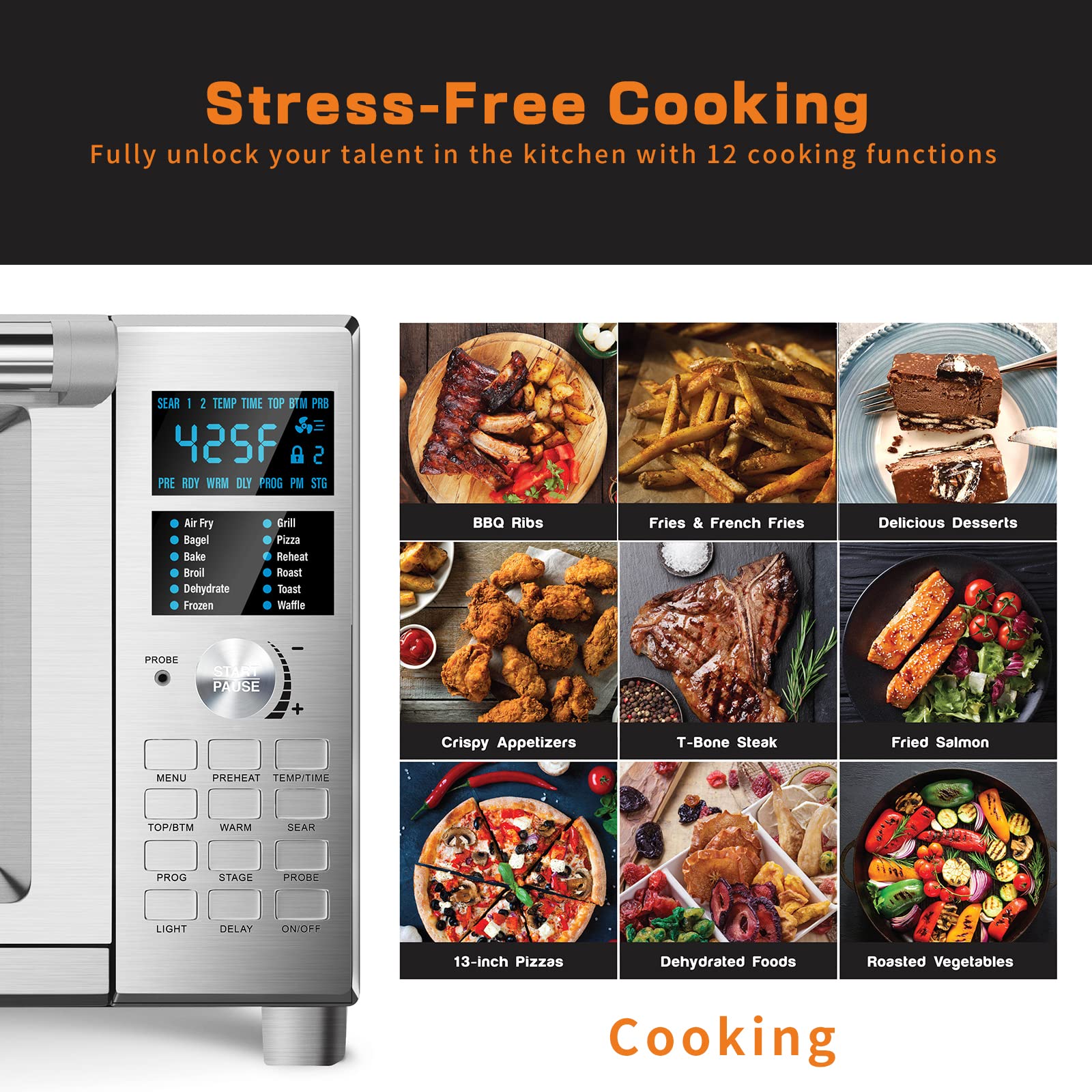 **Nuwave Bravo Air Fryer Toaster Oven Combo - 12-in-1 Smart Convection Countertop Oven, 30QT with Digital Temperature Probe, Tray, Basket & Fry Rack - Perfect for Baking, Roasting, and Air Frying at Home**