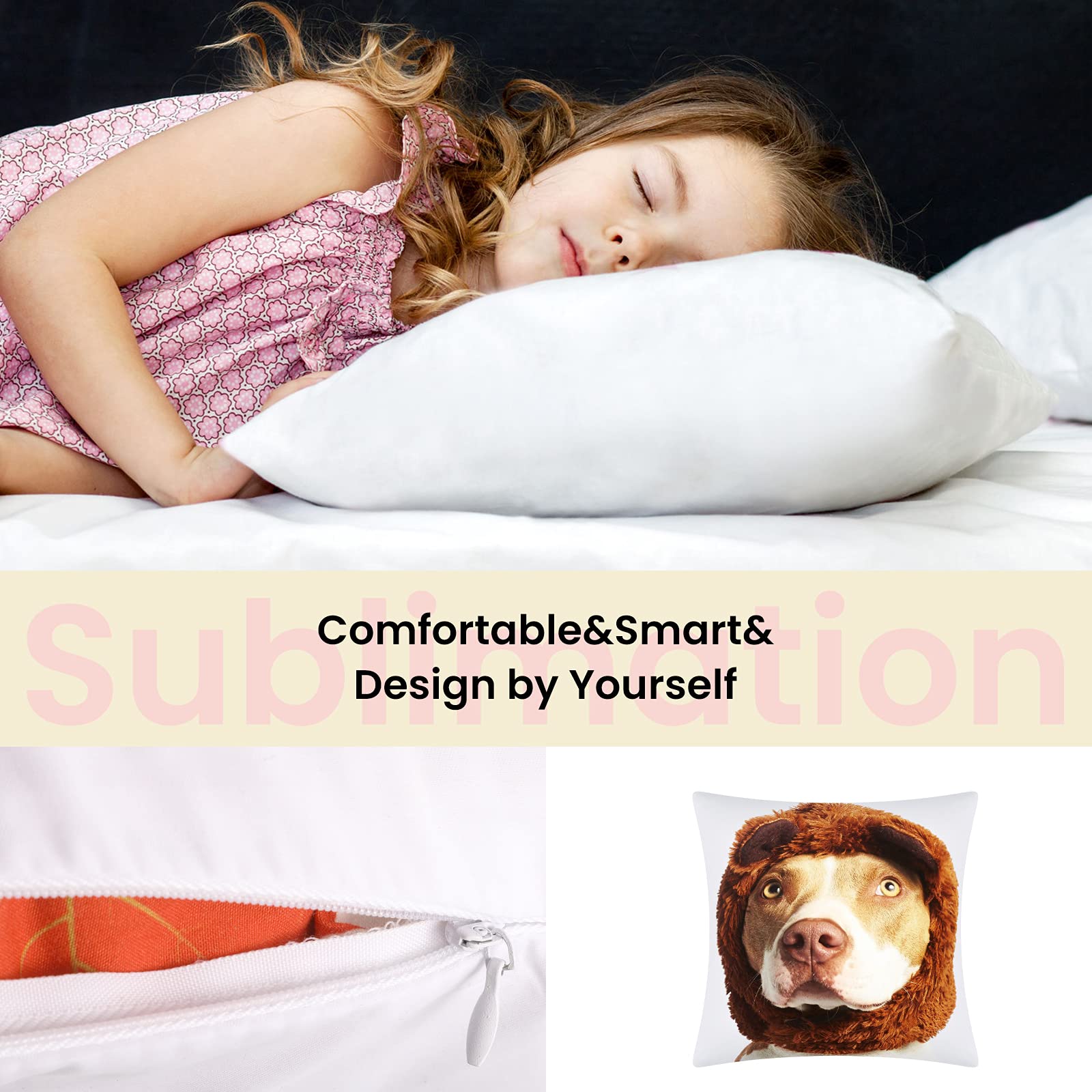 6 Pack White Sublimation Pillow Cases - 18x18 Inch Heat Transfer Polyester Covers with Concealed Zipper for DIY Printing | Perfect for Home Decor, Gifts & Custom Photo Pillows