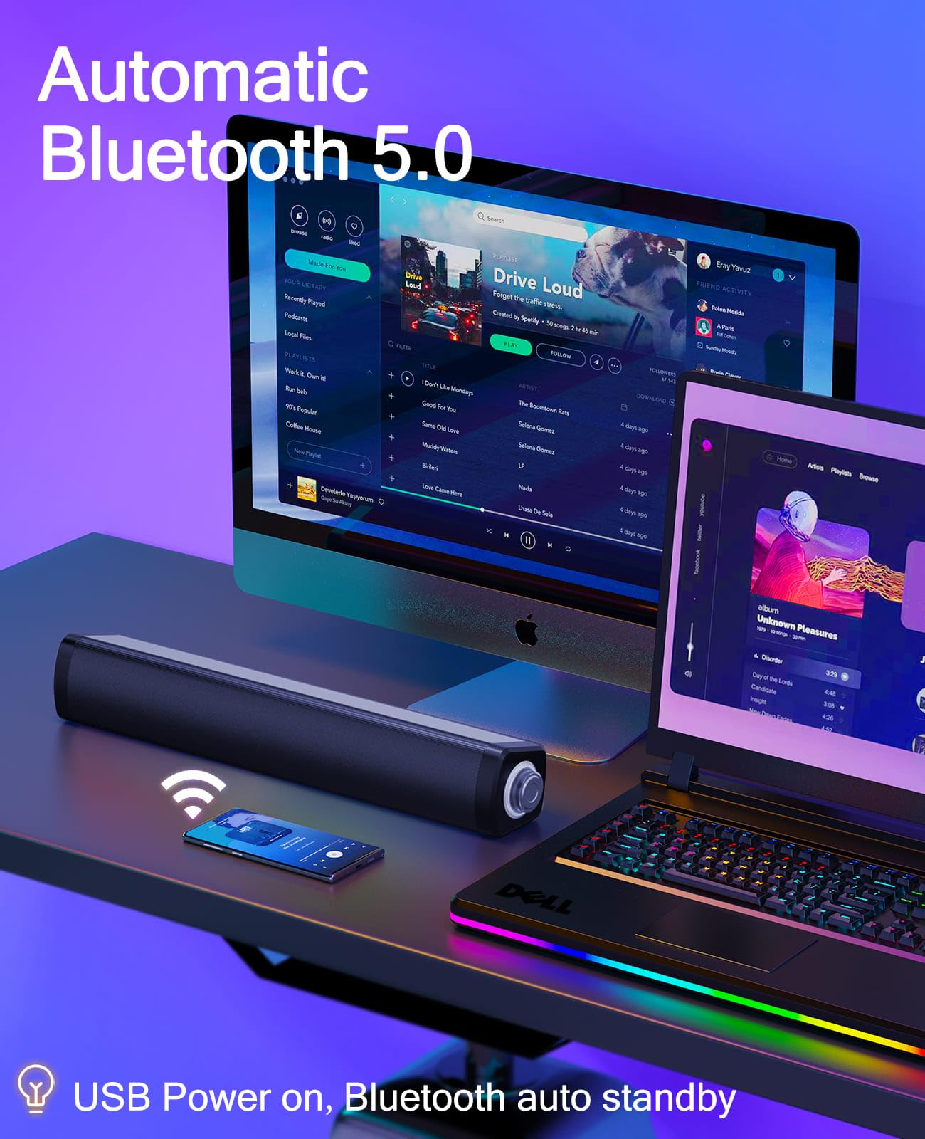 LENRUE Computer Speakers for Desktop Monitor - Bluetooth PC Speakers with Knob Volume Control, USB Powered for Computer/Laptop - Perfect for Home Office, Gaming & Music Streaming
