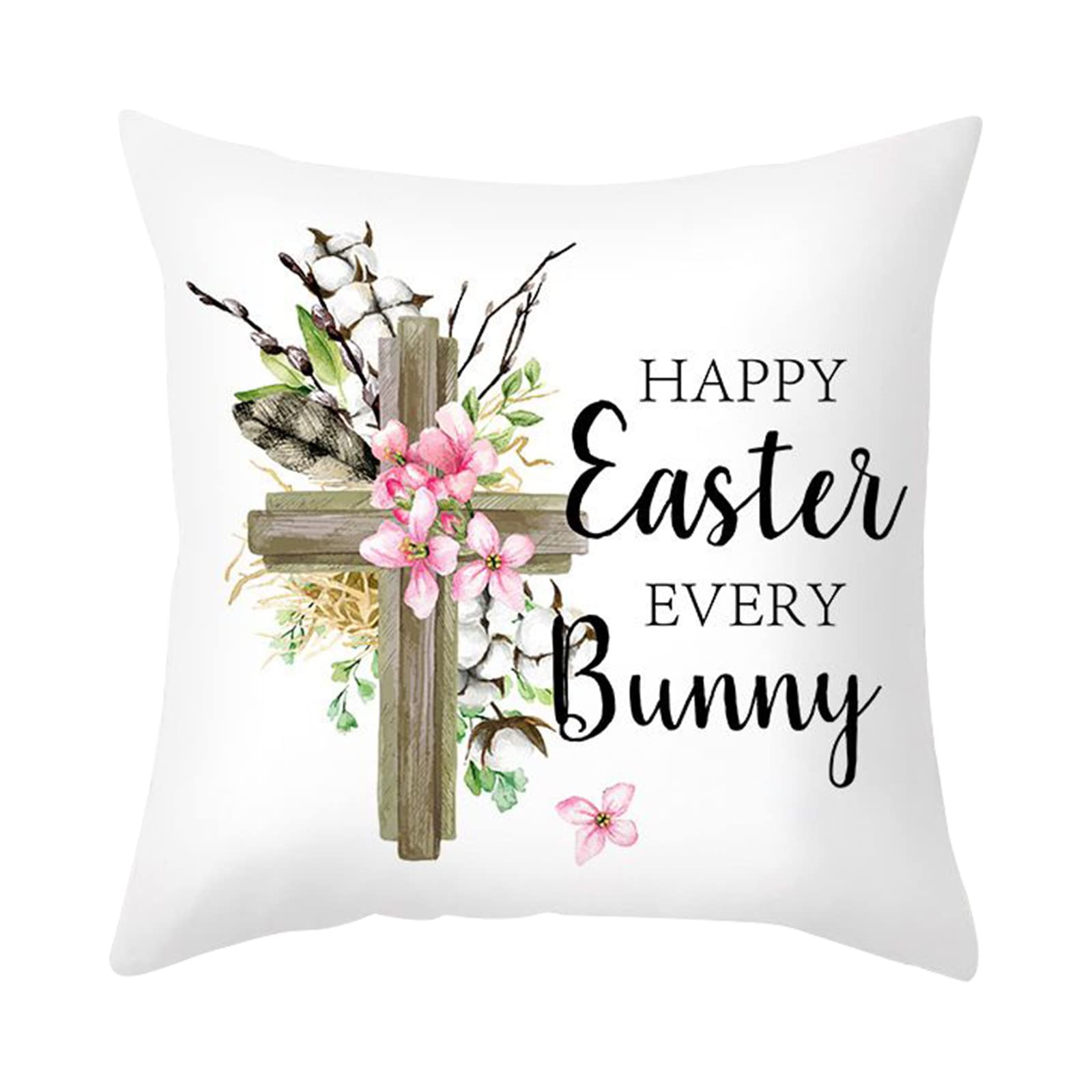 Easter Bunny Pillow Covers Set - 18x18 Inch Decorative Plush Throw Pillowcases for Spring Holiday Home Decor (Multicolor, One Size) - Perfect for Sofa, Bed, Outdoor Patio & Easter Party Decorations
