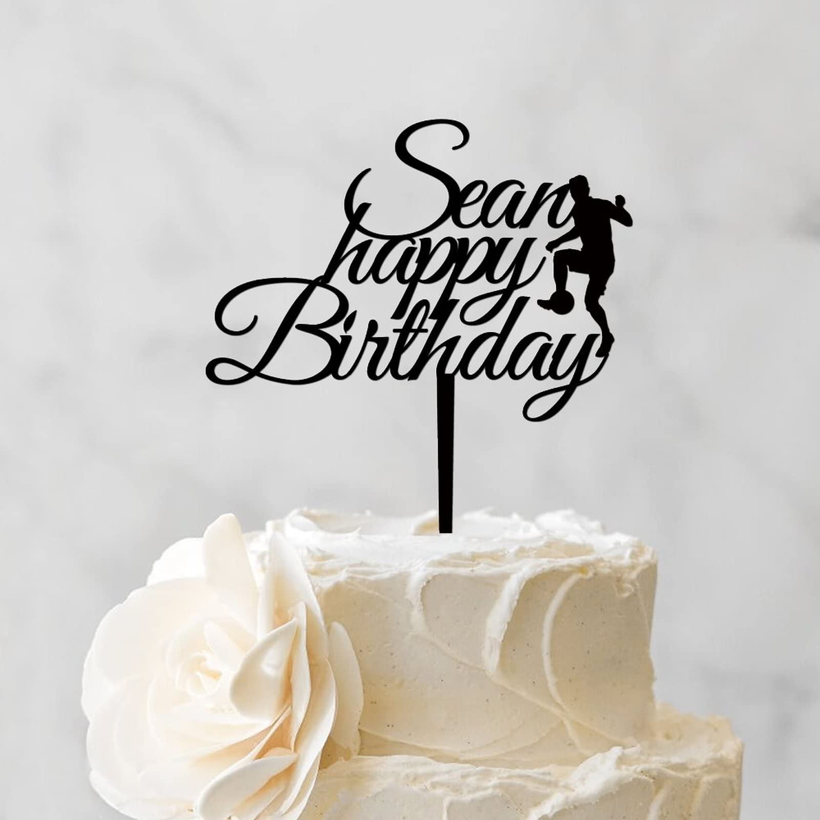 Custom Happy Birthday Wreath Cake Topper - Black Acrylic Anniversary Party Decoration - Personalized Cake Decor for Boys, Girls & Friends - Perfect for Birthday Celebrations, Wedding Anniversaries & Special Occasions