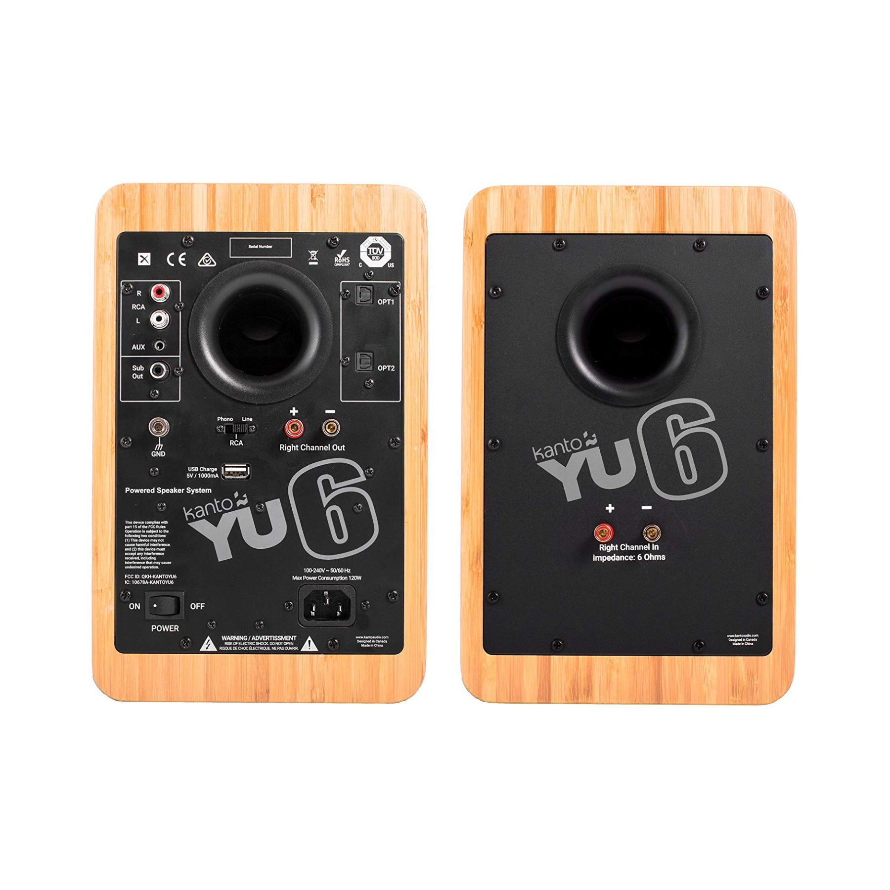 Kanto YU6 Powered Bluetooth Bookshelf Speakers with Phono Preamp - High-Quality Audio for Vinyl Records, Desktop, and Home Theater - Open Box Clearance Deal