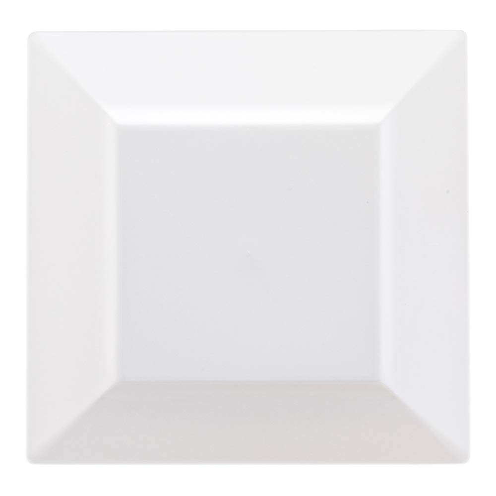 100-Pack 9.5x9.5 Inch Disposable Square Plastic Dinner Plates - Durable White Restaurantware for Parties, Appetizers, Desserts & Hors D'oeuvres | Perfect for Catering, Weddings & Events