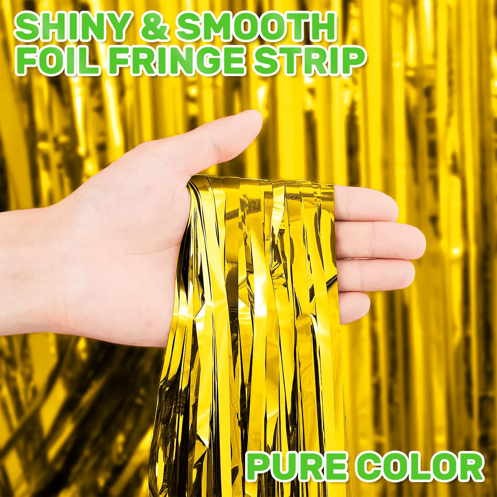 4-Pack Gold Foil Fringe Backdrop Curtains for Party Decorations - Tinsel Streamers for Birthday, Graduation, Unicorn & Mermaid Themed Parties | Perfect for Wall Decor, Photo Booths & Event Backdrops