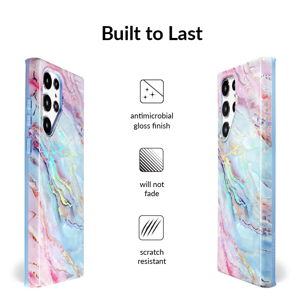 VELVET CAVIAR Samsung Galaxy S22 Ultra Case [8ft Military Drop Protection] - Cute Holographic Blue Marble Phone Cover with Microfiber Lining - Compatible with 2022 6.8