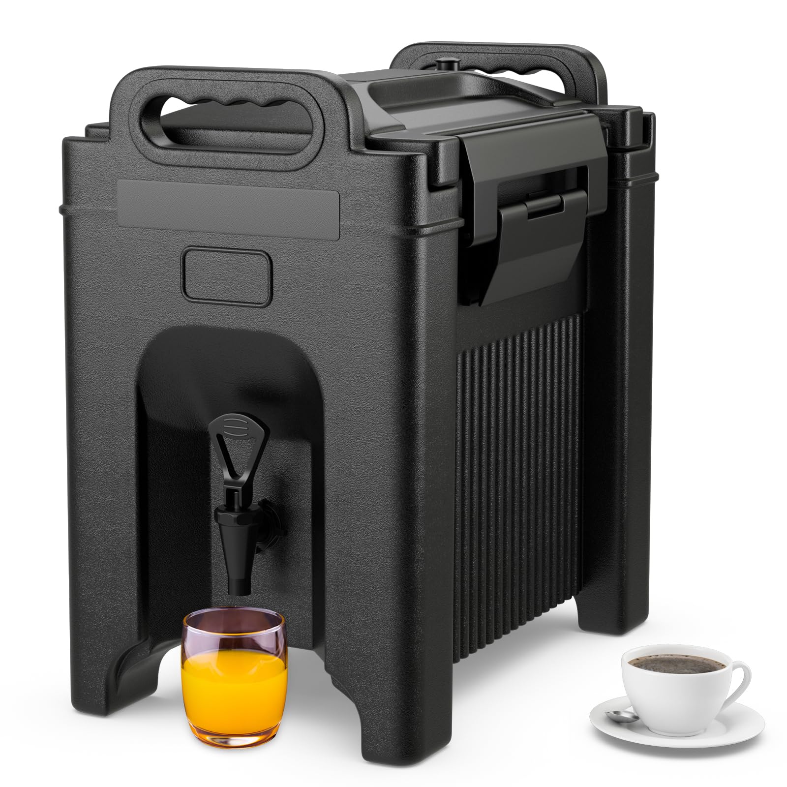 COSTWAY 2.5 Gallon Insulated Beverage Dispenser | Hot & Cold Drink Server with Handles | Food-Grade LLDPE Material | Keeps Chocolate, Tea, Coffee Warm | Perfect for Parties, Catering, Events, and Outdoor Gatherings | Black