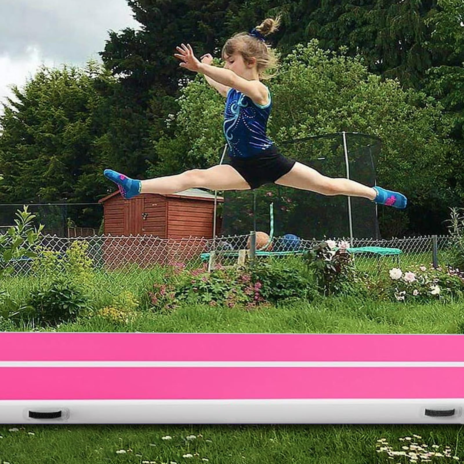 Inflatable Air Mat Tumbling Track - Foldable Gymnastics Mat with Electric Pump for Home Gym, Cheerleading Practice & Kids Yoga | Perfect for Indoor Training, Backyard Exercises & Family Fitness Activities