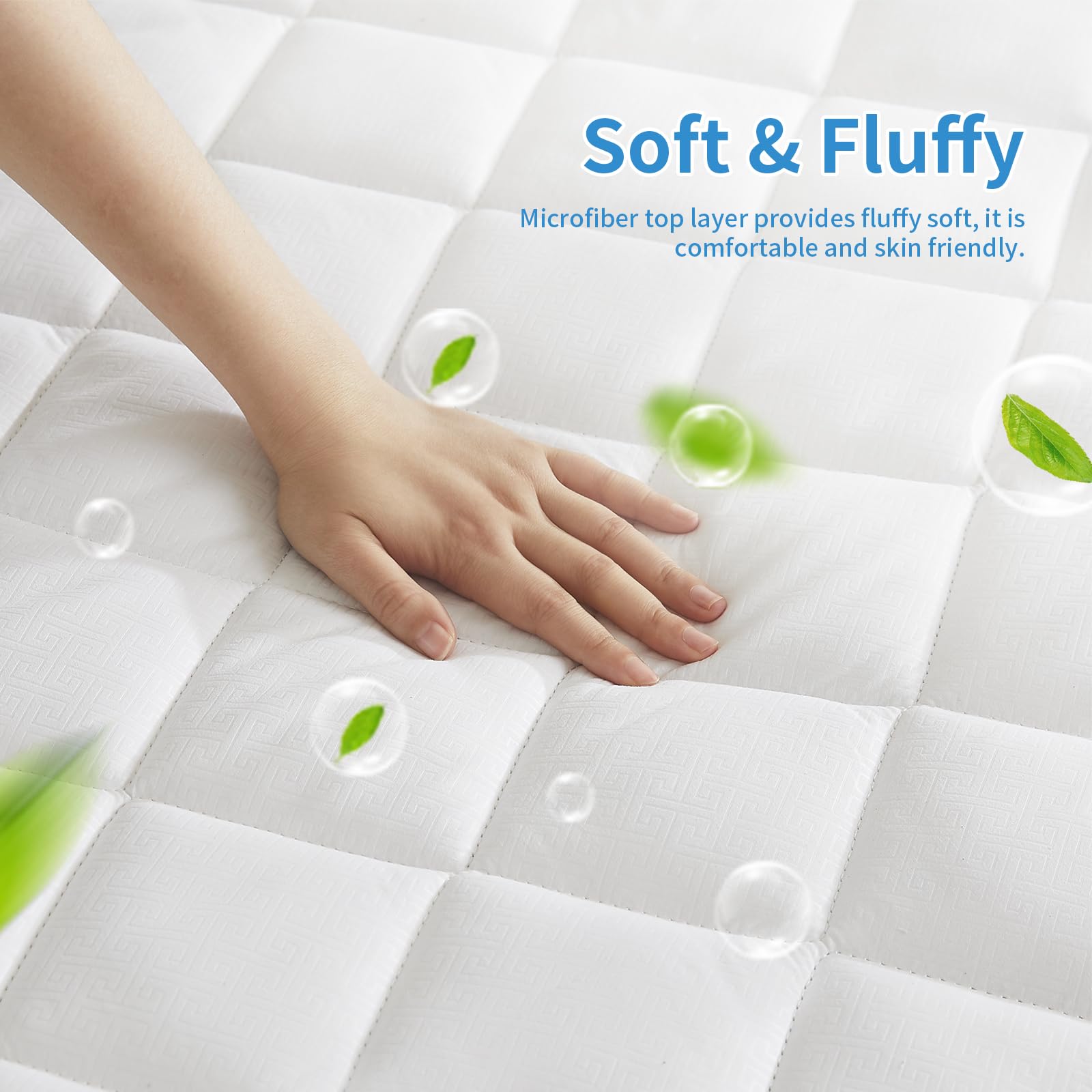 Breathable Twin Size Quilted Fitted Mattress Pad Protector - Soft Machine Washable Mattress Cover Topper with 21