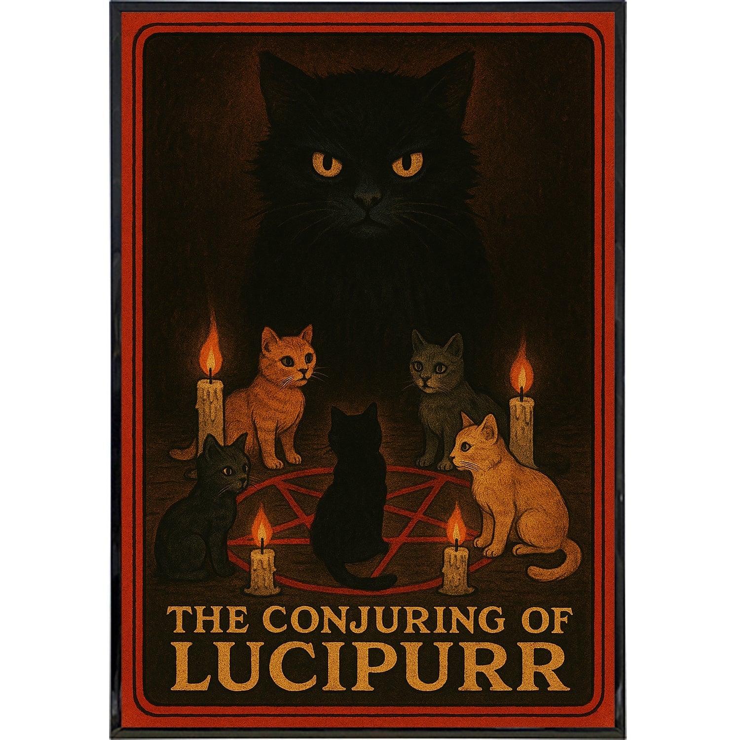 The Conjuring of Lucipurr Horror Movie Poster Print - Gothic Wall Art Decor for Halloween, Haunted House & Horror Fan Collections