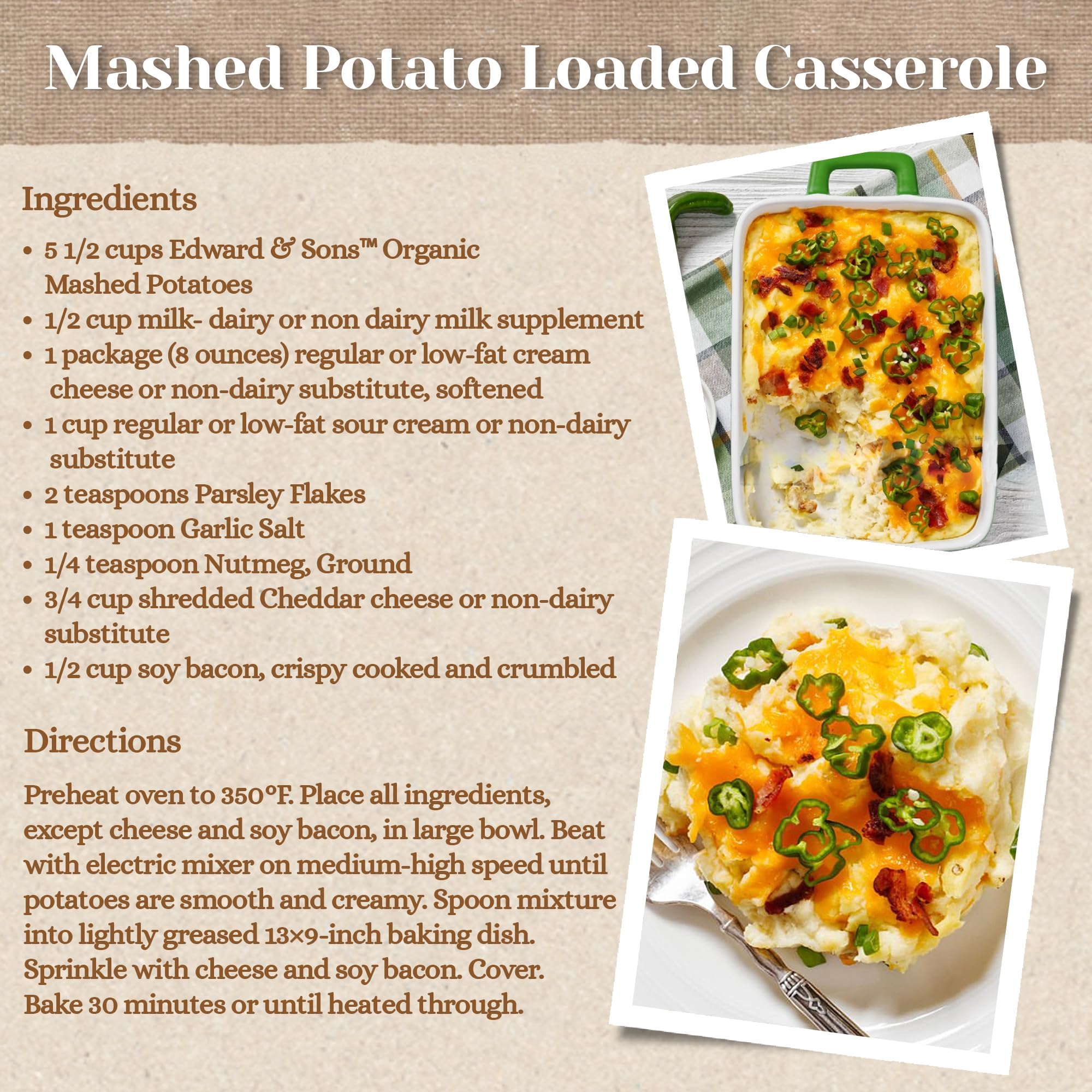 Organic Instant Mashed Potatoes by Edward & Sons - Vegan, Gluten-Free, Non-GMO, 3.5 Oz (Pack of 6) - Quick & Easy Side Dish for Thanksgiving, Camping, or Busy Weeknights