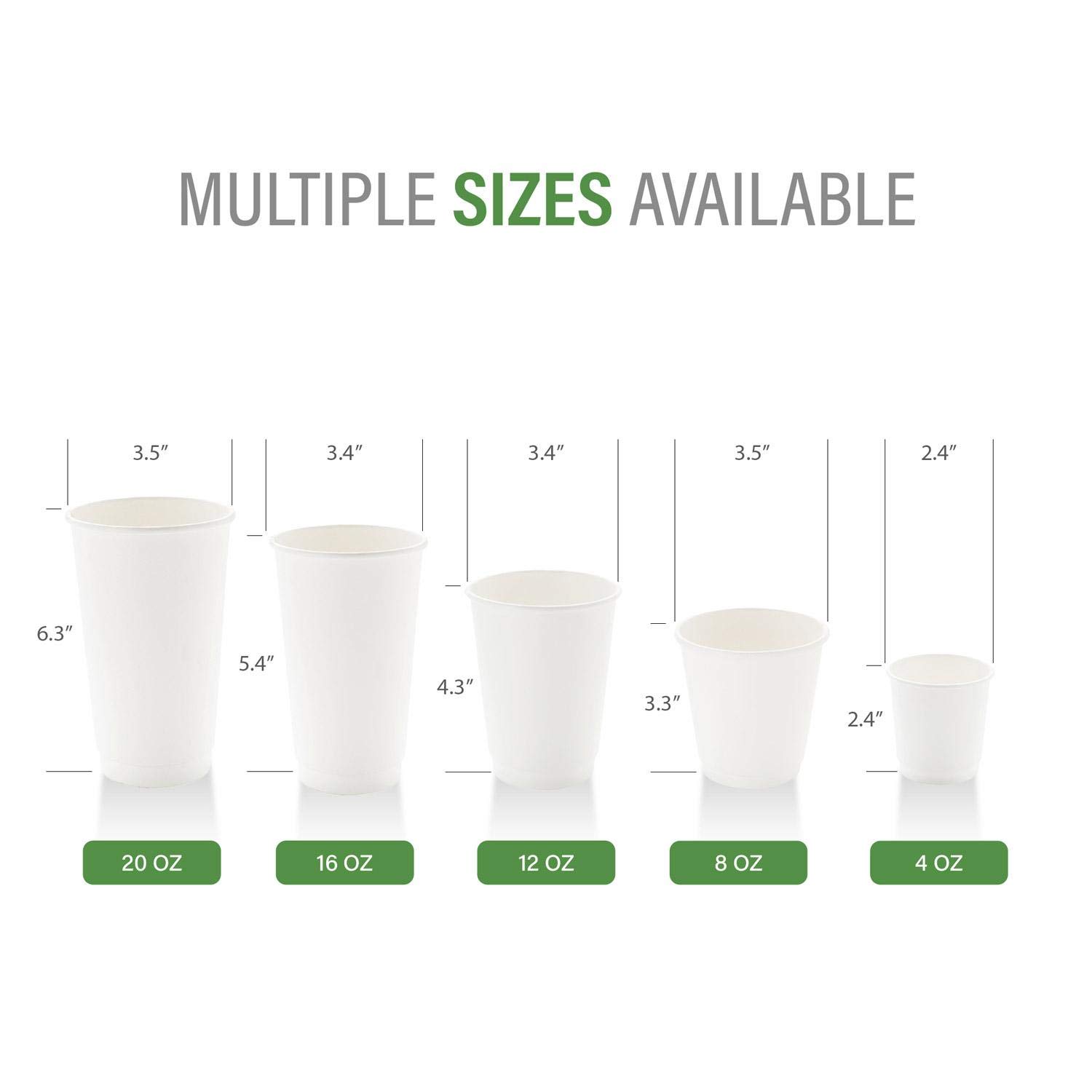 20oz Disposable Coffee Cups - 250 Pack Insulated Double Wall Paper Hot Beverage Cups, Leakproof & Eco-Friendly, White Rolled-Rim Design - Perfect for Coffee Shops, Offices, and Catering Events (Lids Sold Separately)