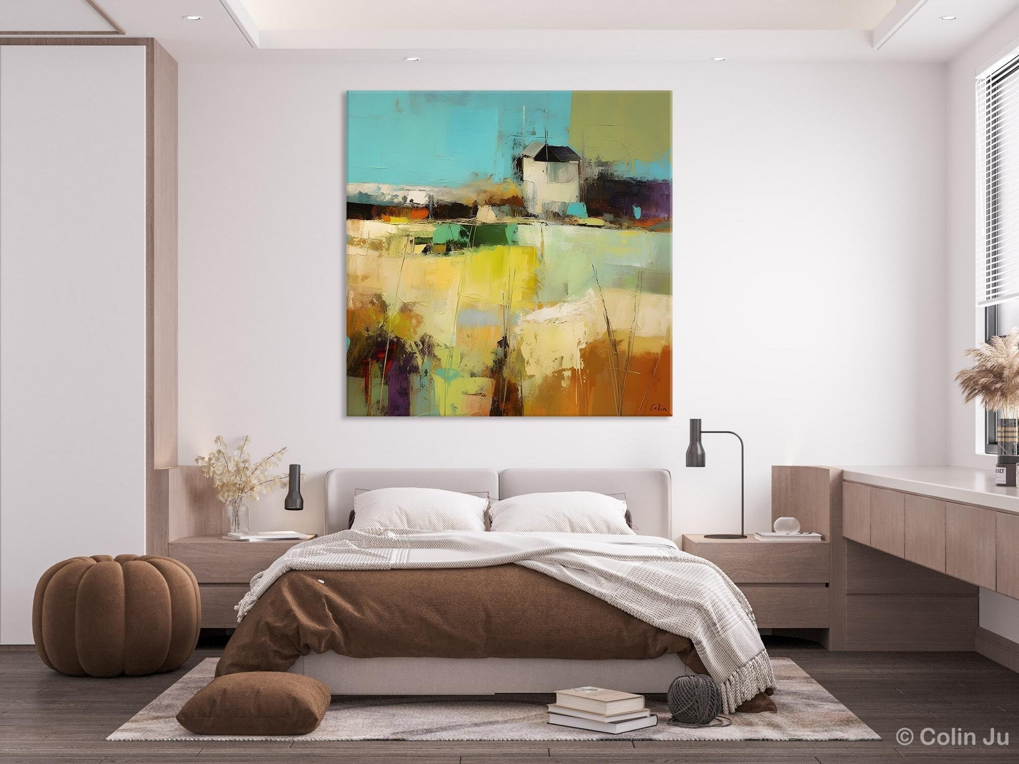 Landscape Canvas Paintings - Hand Painted Acrylic Wall Art, Original Abstract Nature Scenes, Large Modern Artwork for Living Room Decor | Perfect for Home, Office & Gift Giving